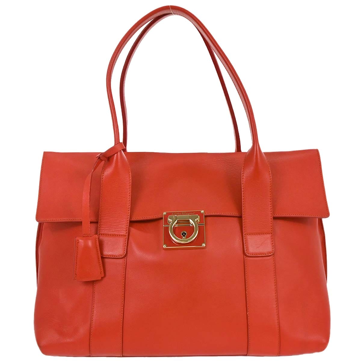 Salvatore Ferragamo Red Leather Sookie Gancini Handbag