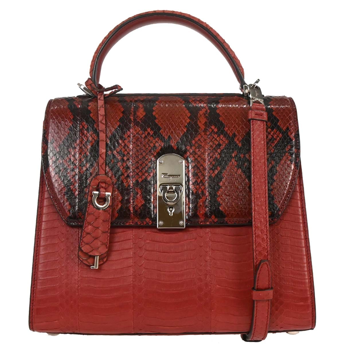 Salvatore Ferragamo * Red Python Boxyz Handbag