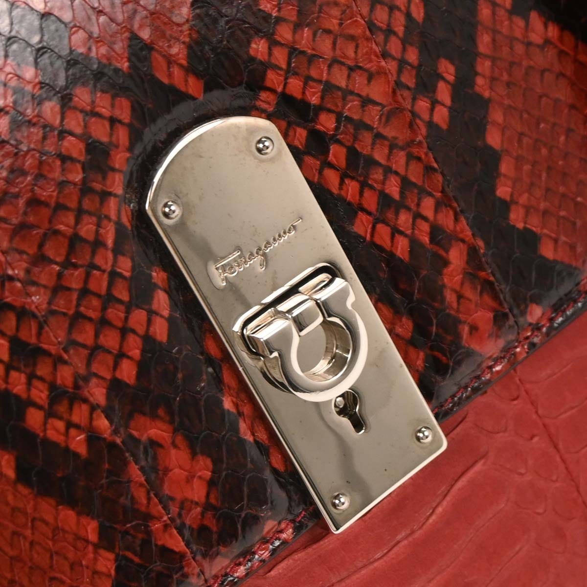 Salvatore Ferragamo * Red Python Boxyz Handbag