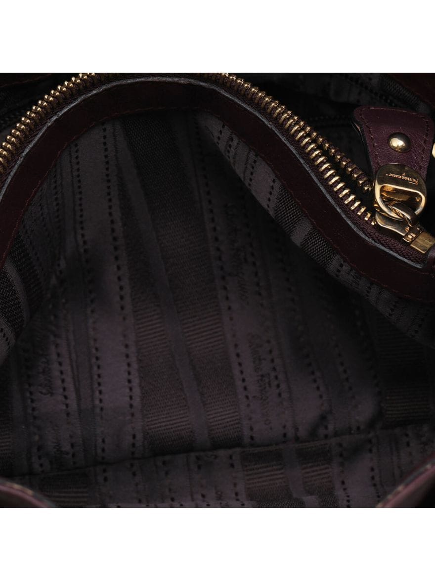 Salvatore Ferragamo Purple Gancini Leather Handbag with Strap