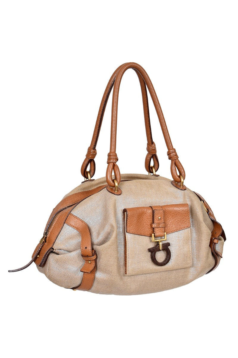 Salvatore Ferragamo Gancini Canvas Handbag