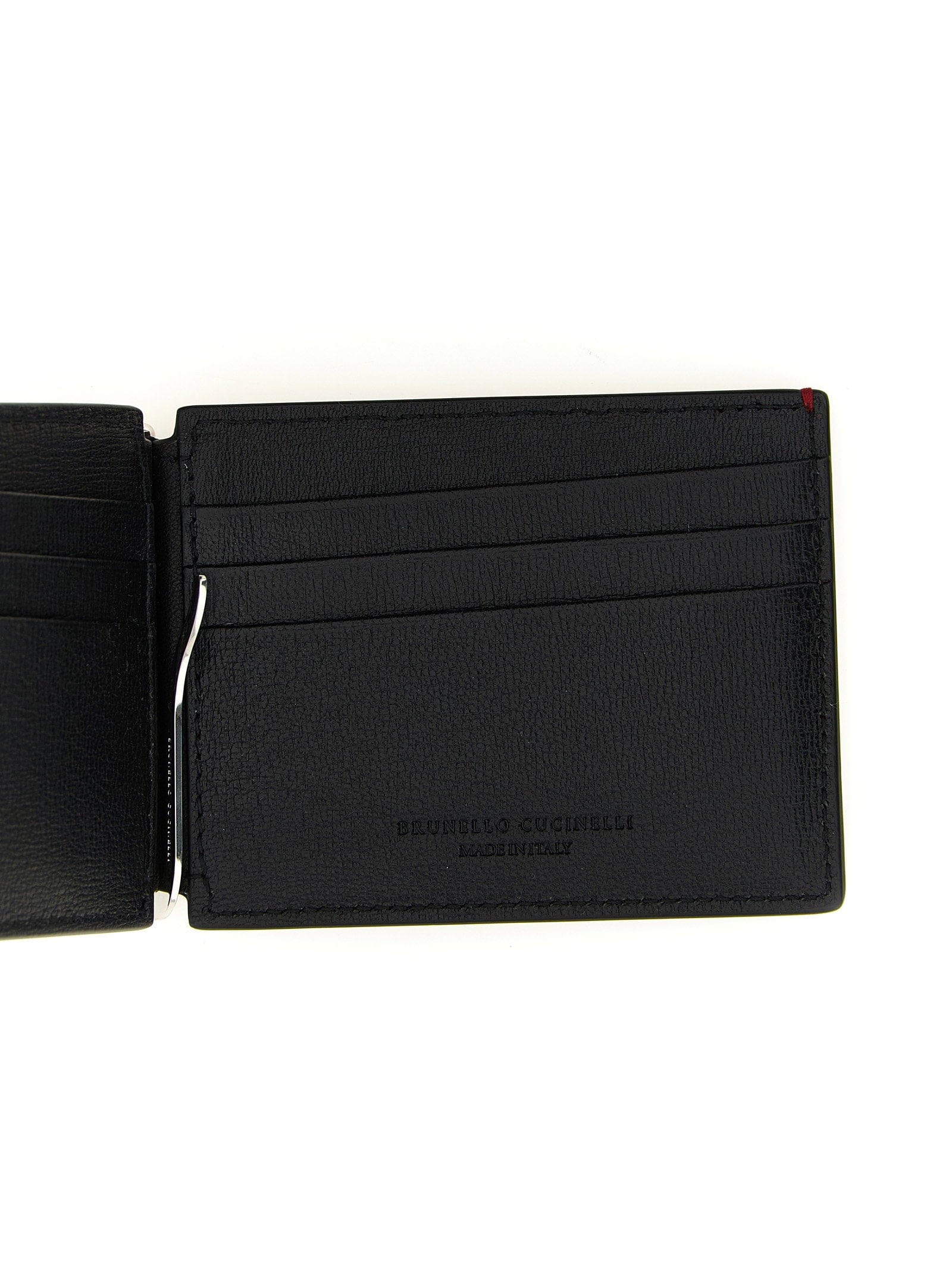 Brunello Cucinelli Goat Leather with Money Clip Wallet — Black