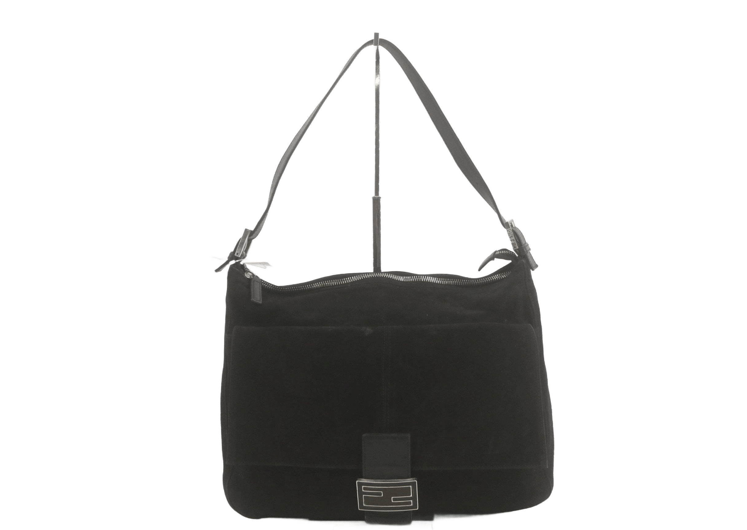 Fendi BAGUETTE SUEDE Suede Black Large with Zip Detail 2moef4sf48q
