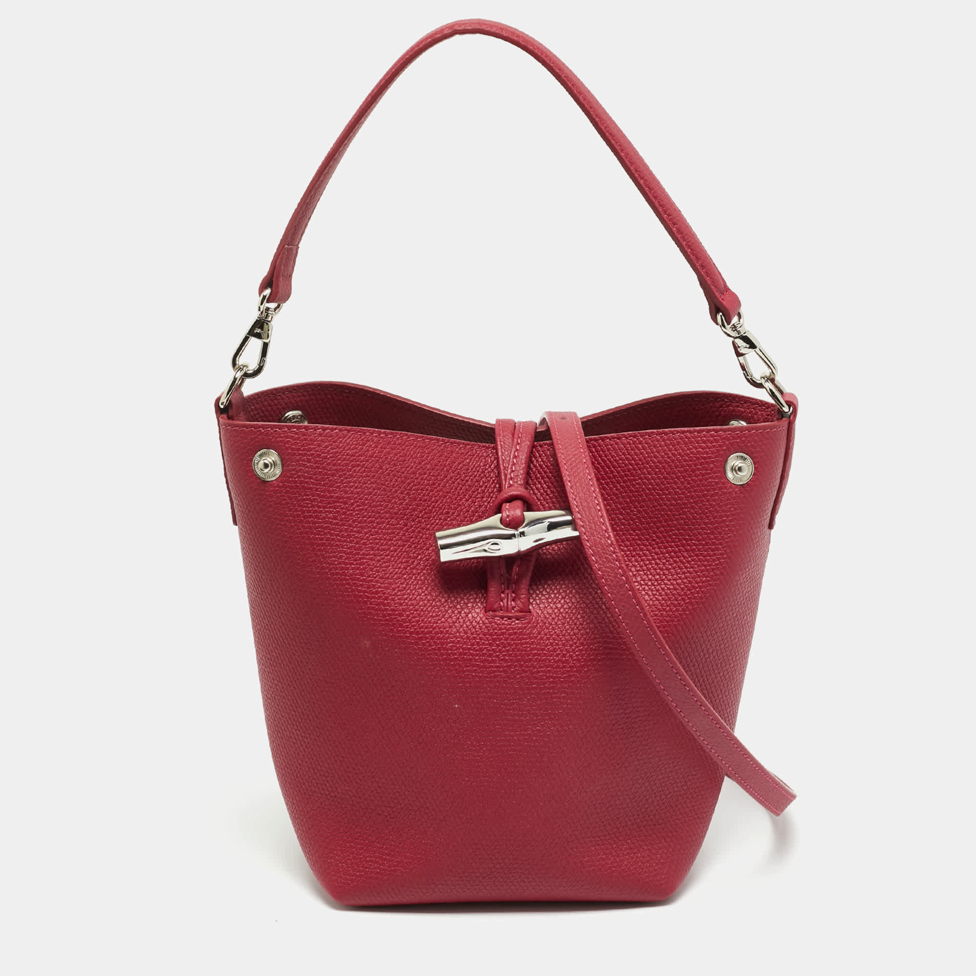 Longchamp Le Roseau Red Leather Hobo