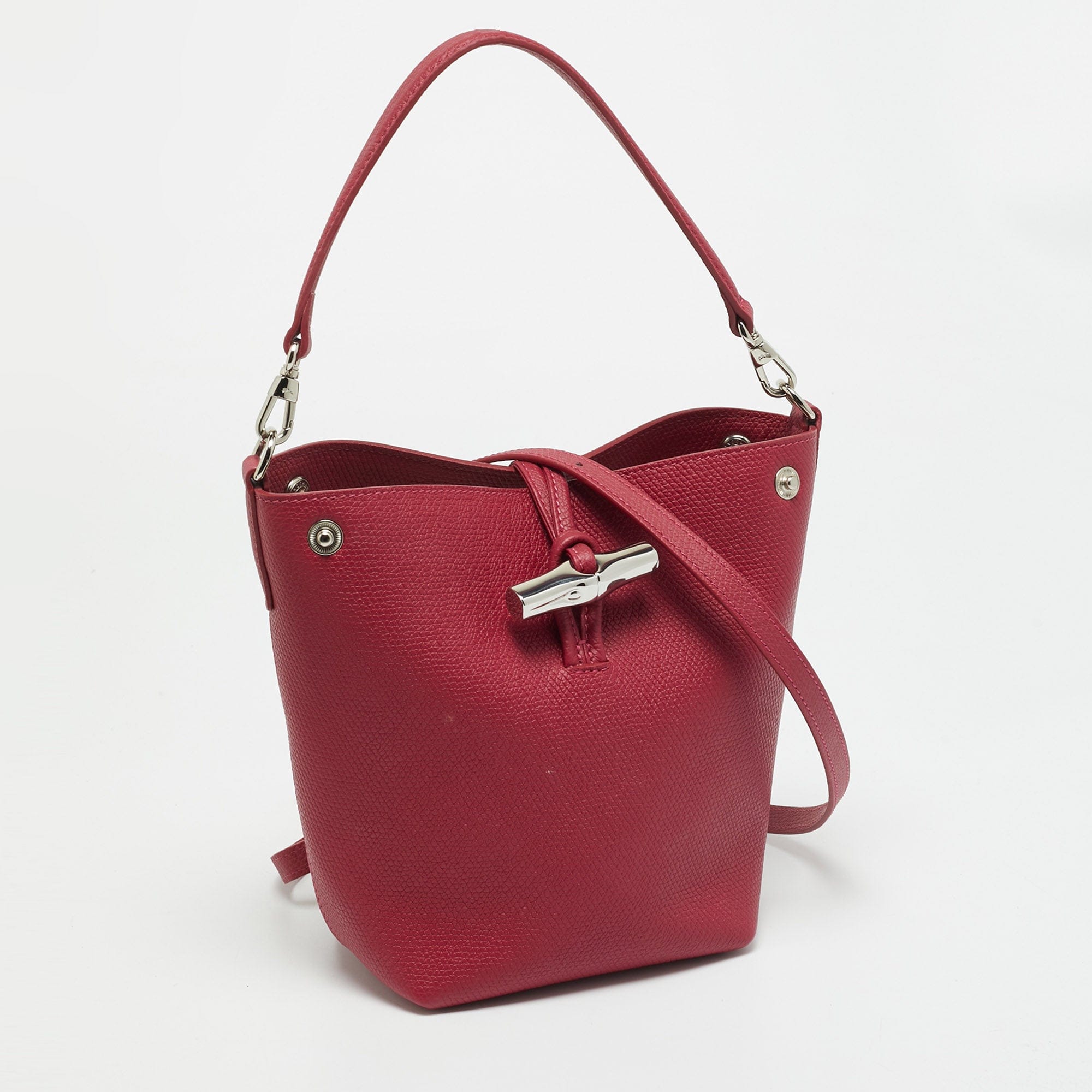Longchamp Le Roseau Red Leather Hobo