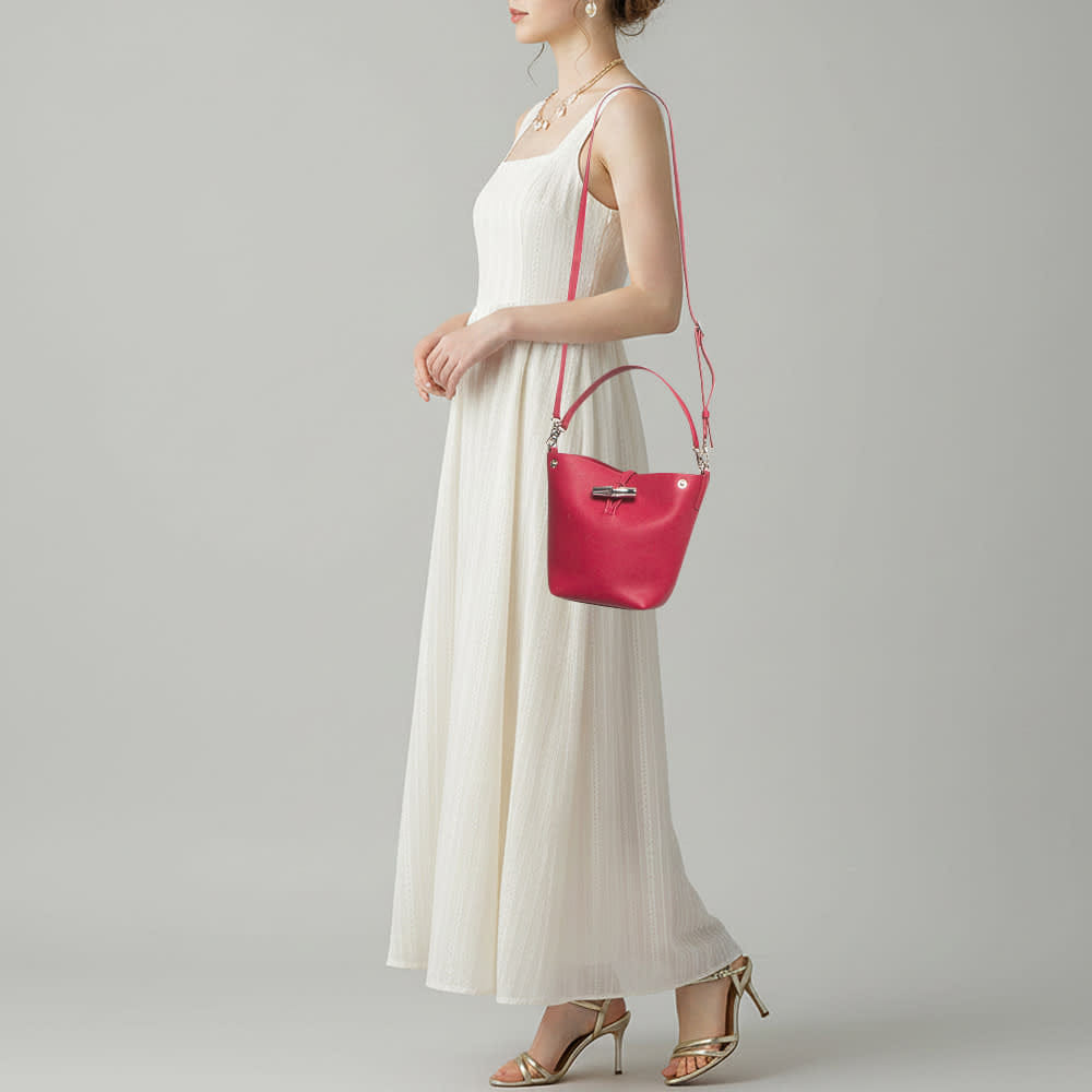 Longchamp Le Roseau Red Leather Hobo