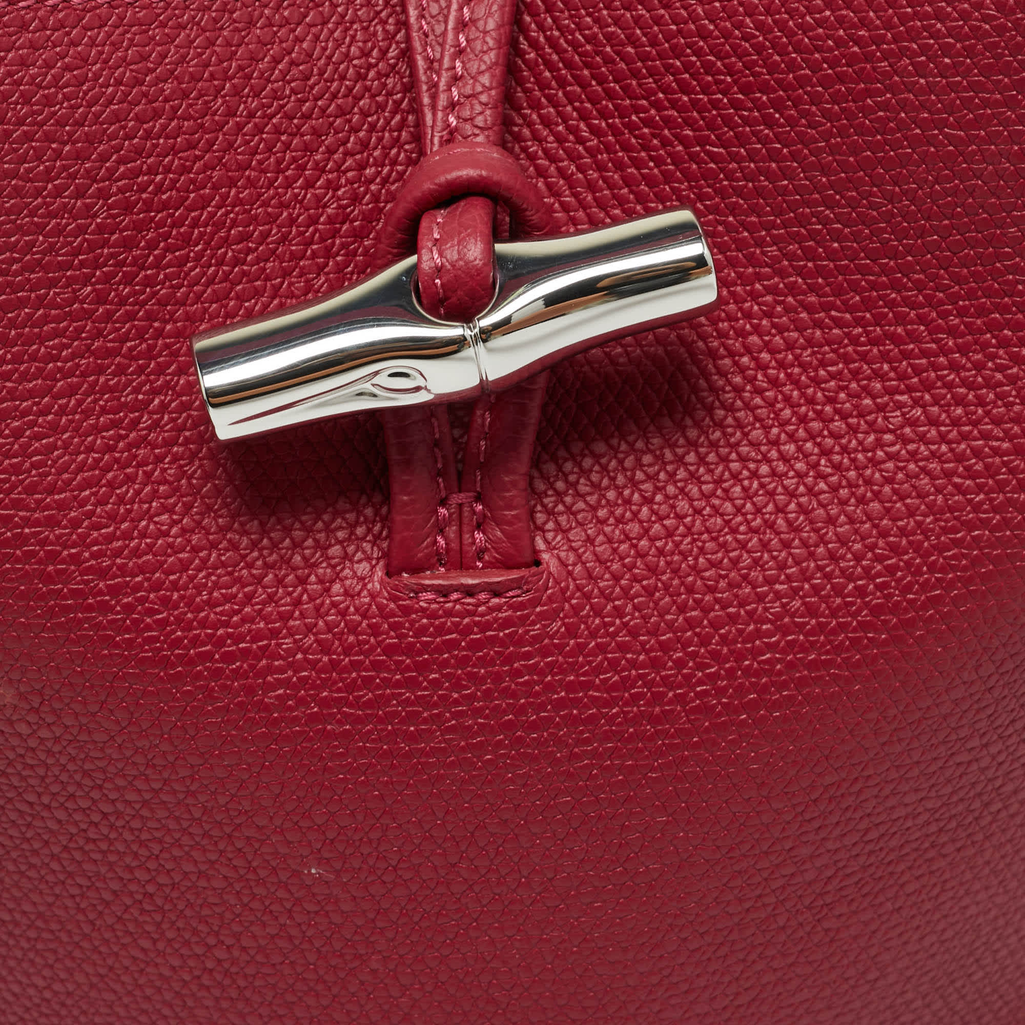 Longchamp Le Roseau Red Leather Hobo