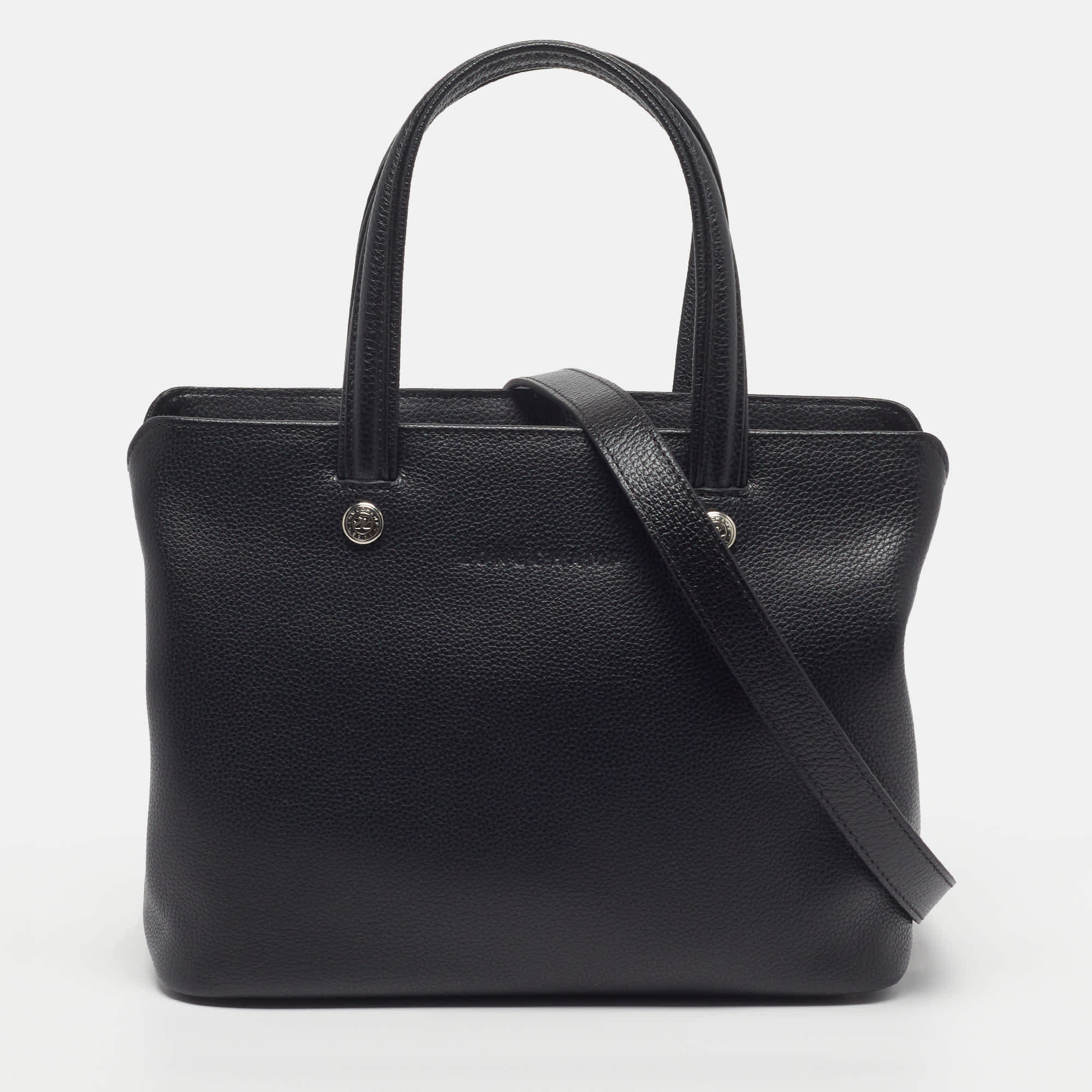 Longchamp Le Foulonne Black Leather Satchel