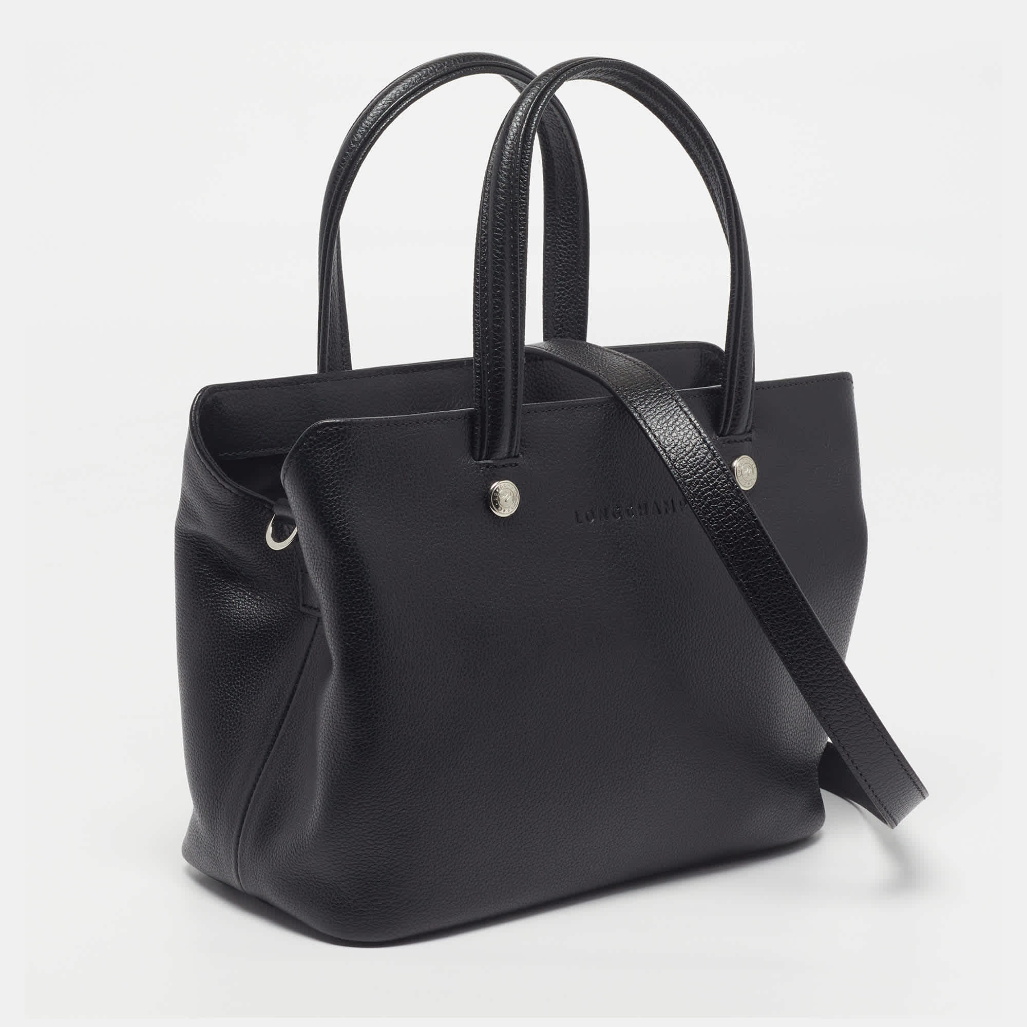 Longchamp Le Foulonne Black Leather Satchel