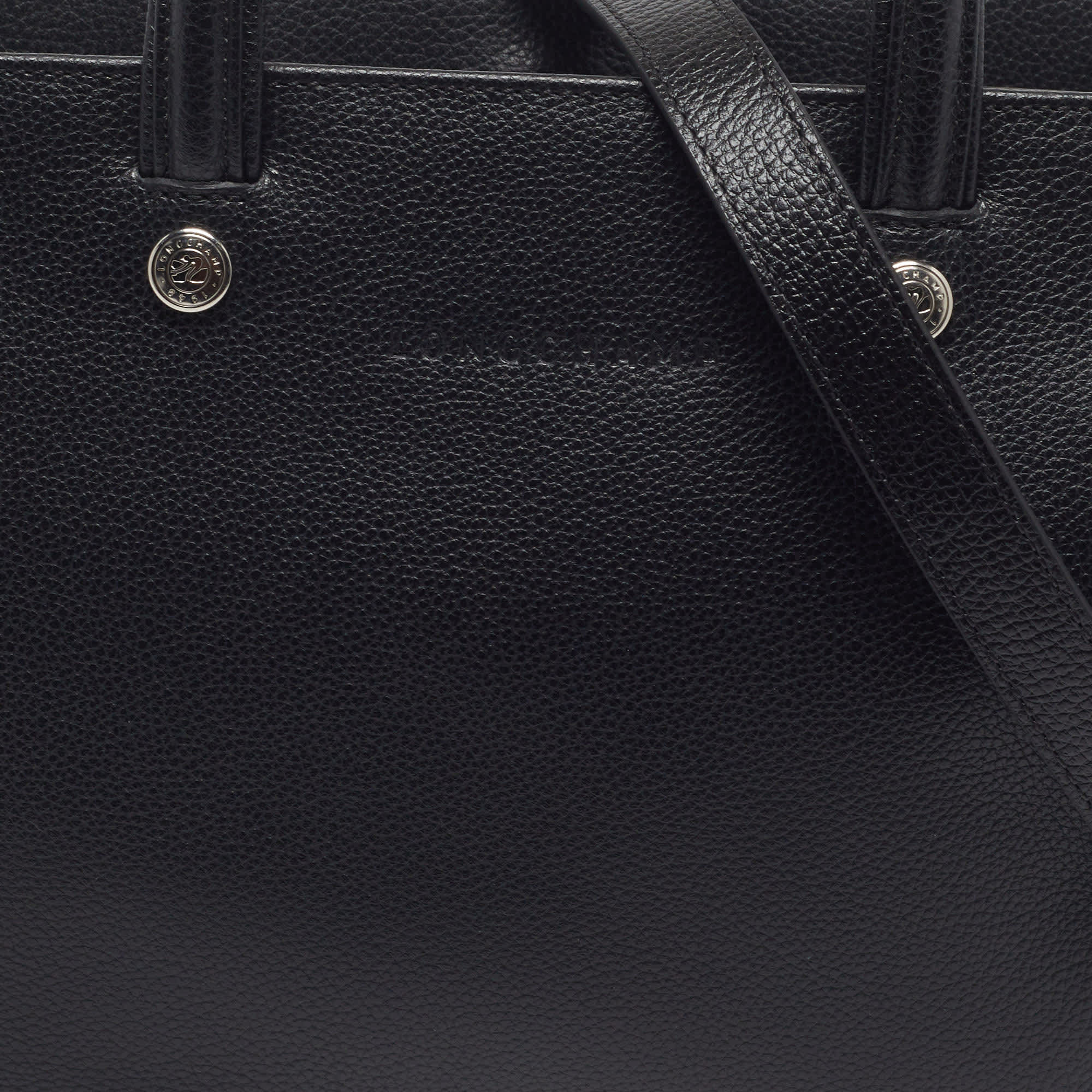 Longchamp Le Foulonne Black Leather Satchel
