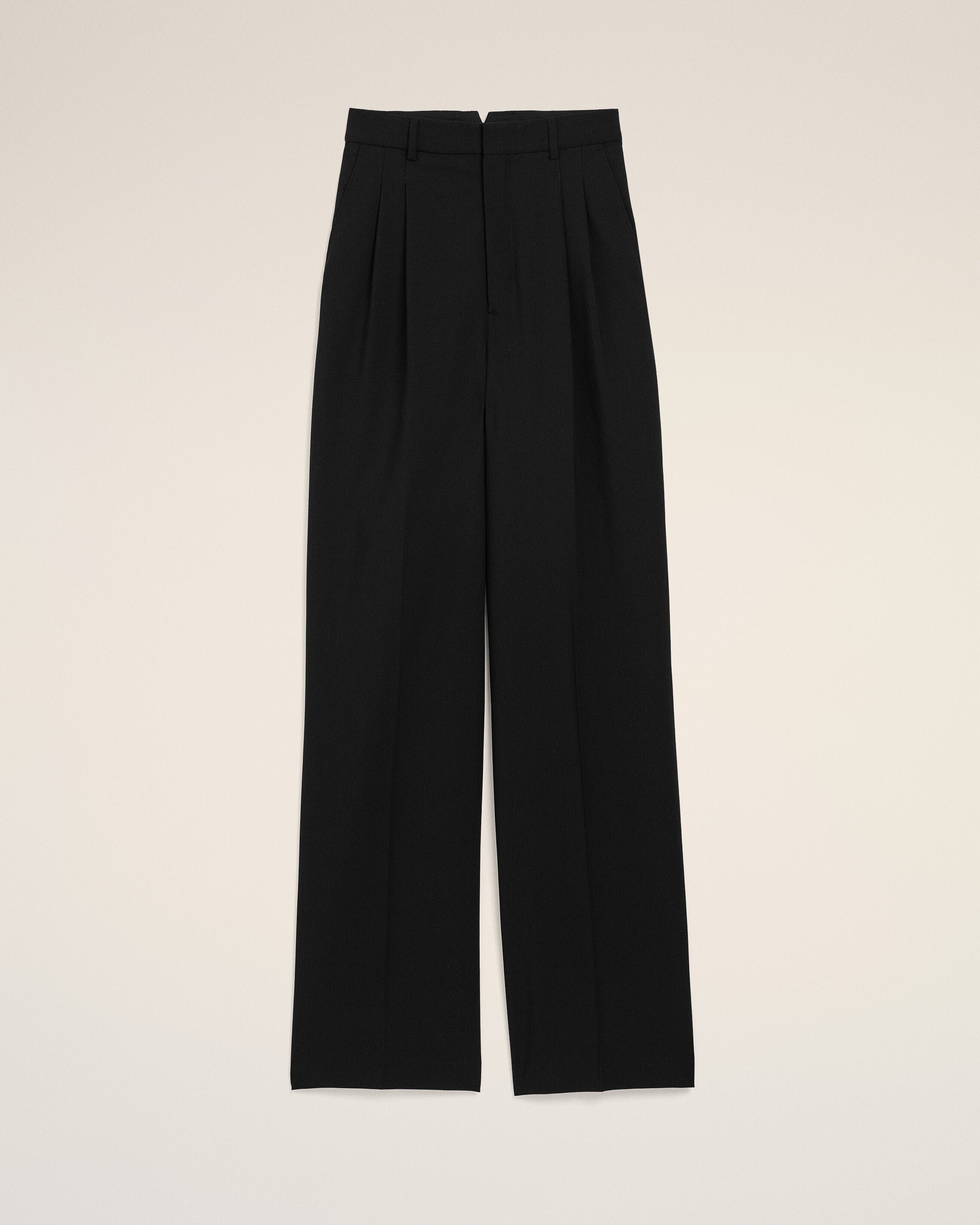 AMI Paris AmiParis Black New Wool High Waist Wide Trousers Women's