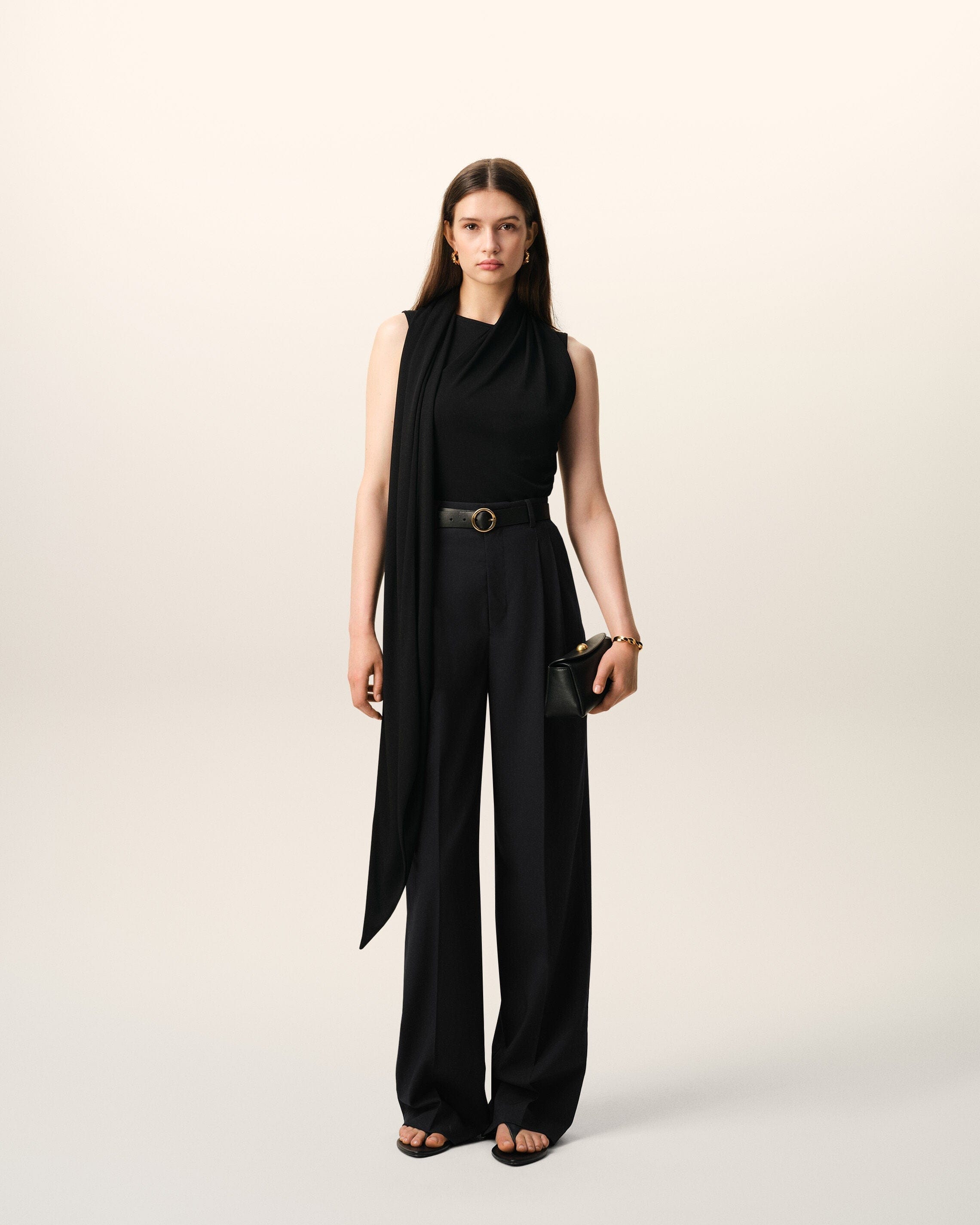 AMI Paris AmiParis Black New Wool High Waist Wide Trousers Women's
