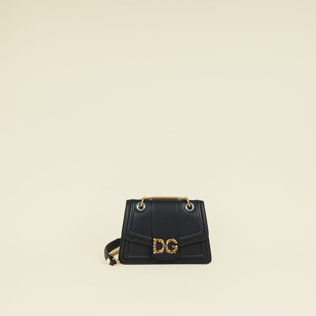 Dolce & Gabbana Black DG Amore Small Flap Chain Bag