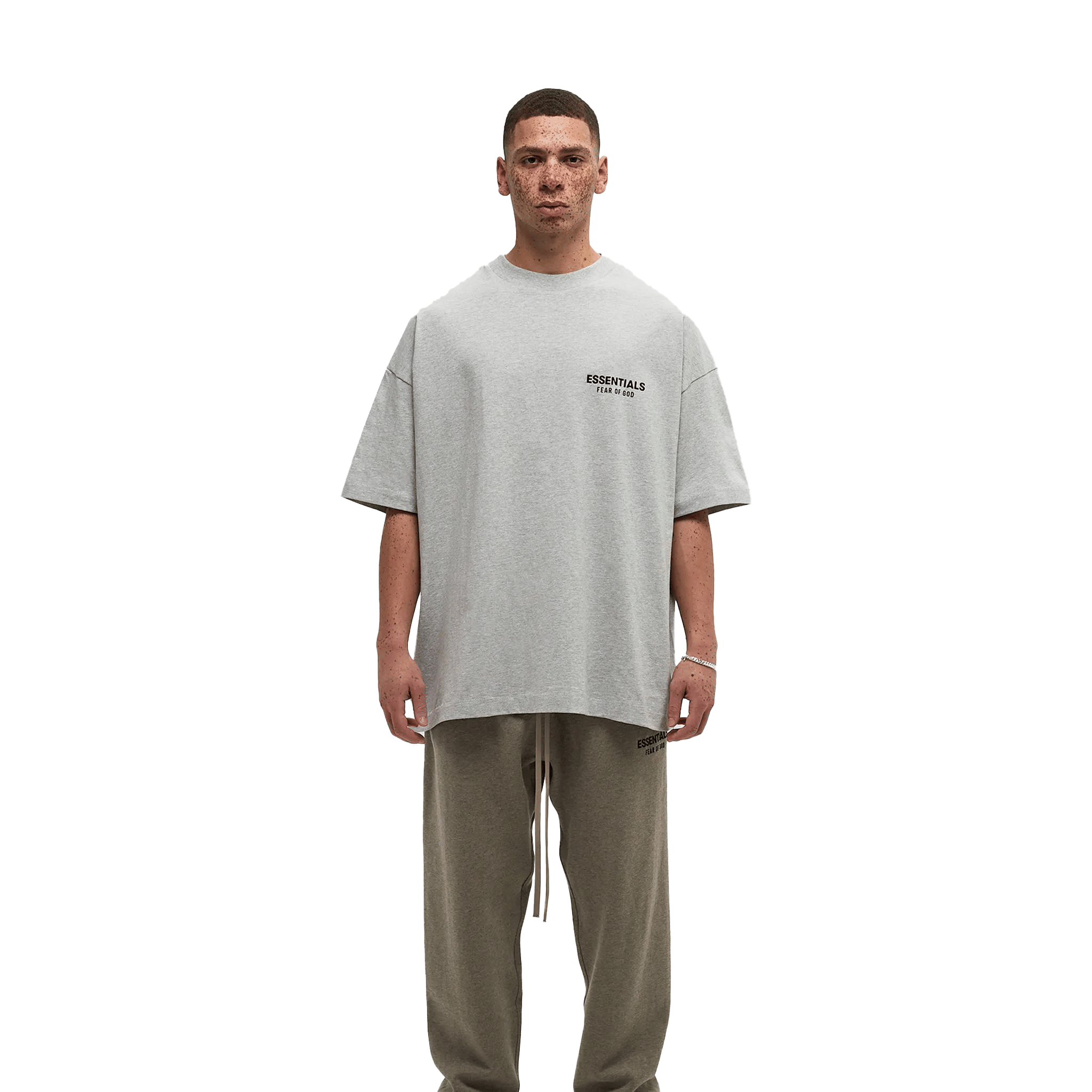 Fear of God Essentials Core Logo Jersey Crewneck T-Shirt Light Heather Grey (FW24)