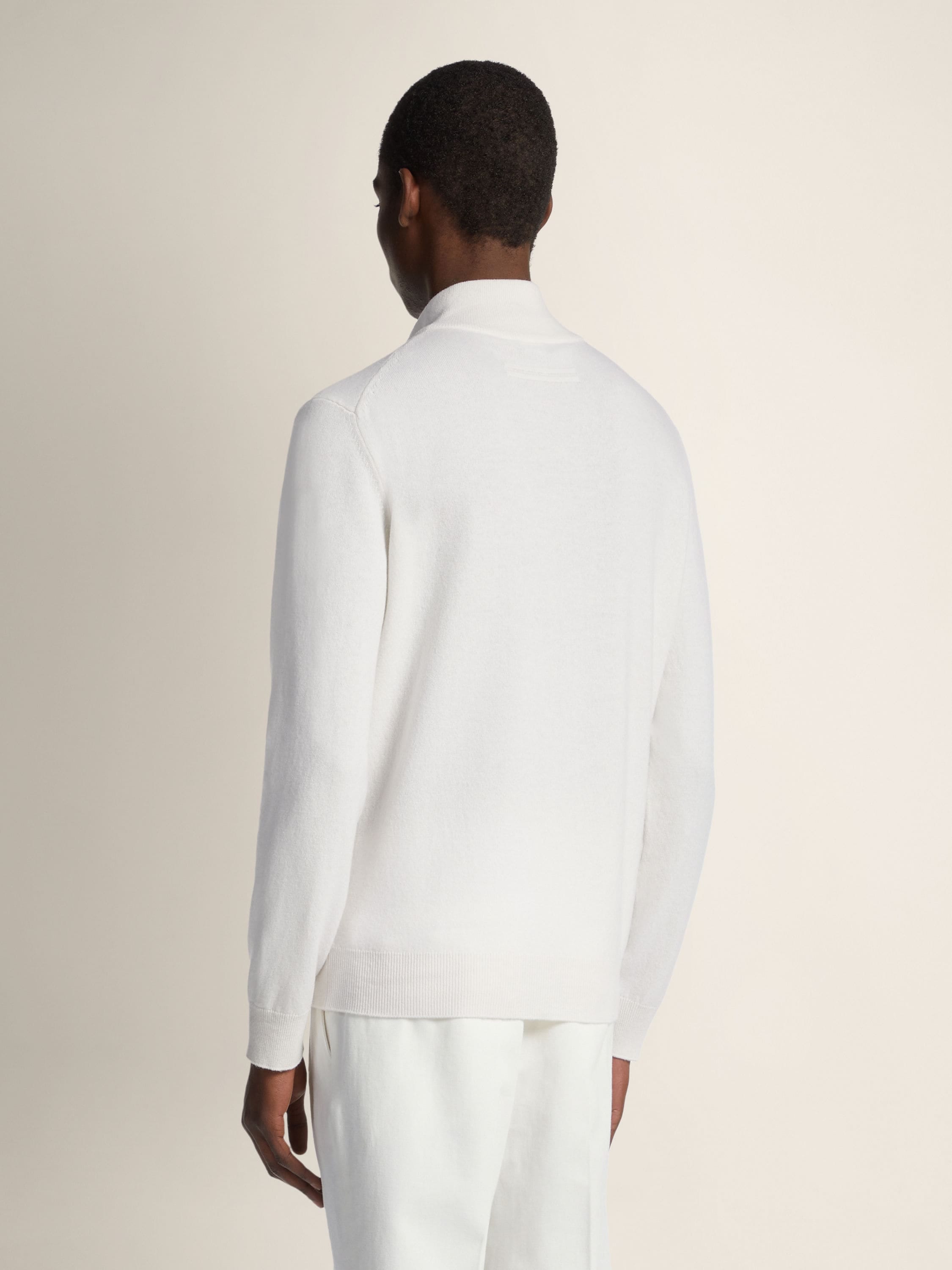 Zegna White Mlange Oasi Cashmere Zip Mock Neck Sweater