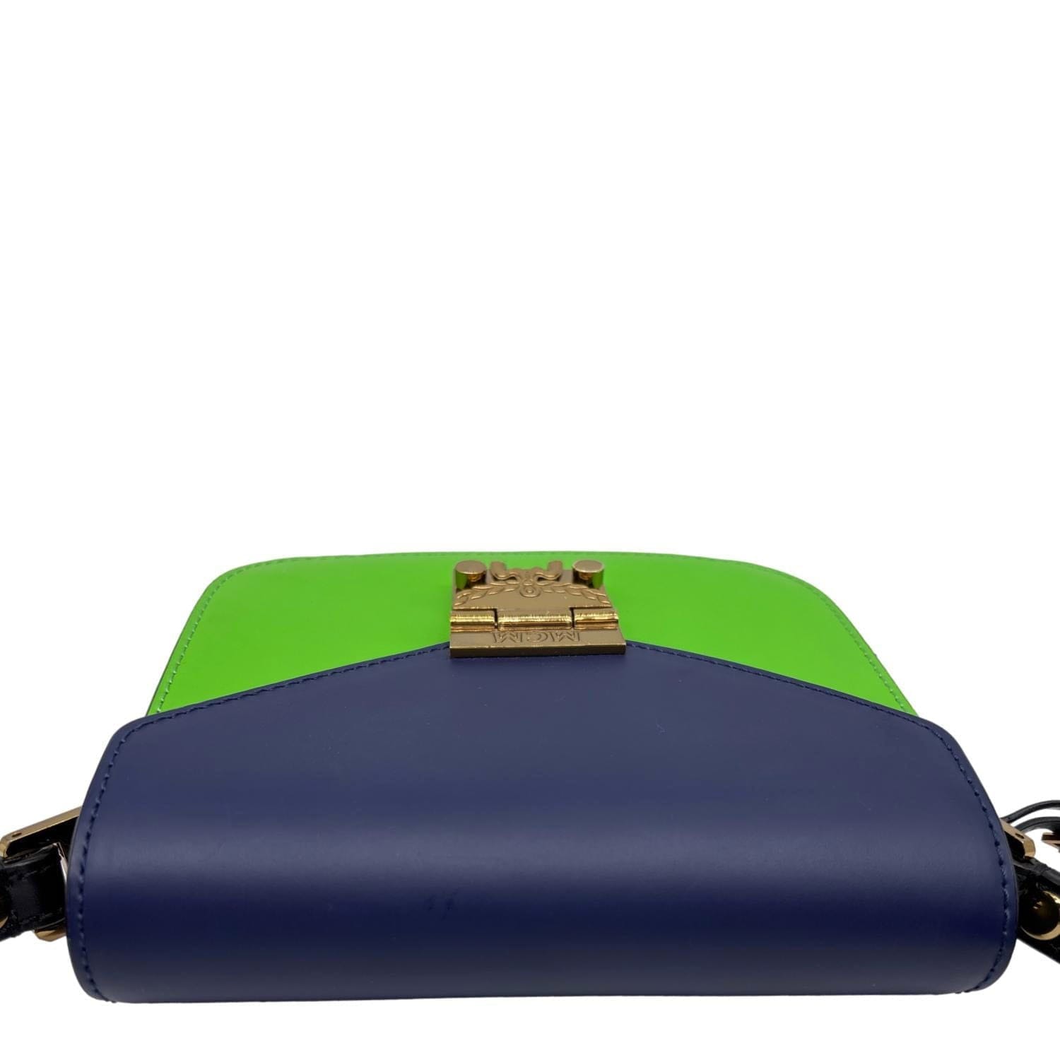 MCM Patricia Two - Tone Leather Crossbody Bag Navy Blue