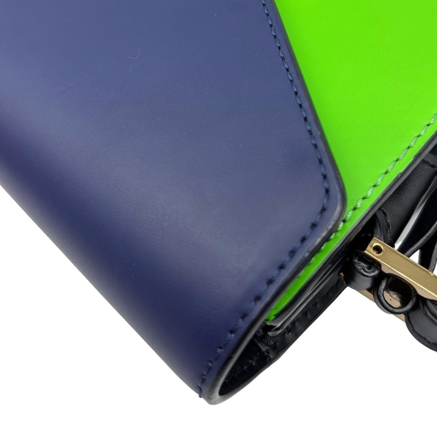MCM Patricia Two - Tone Leather Crossbody Bag Navy Blue