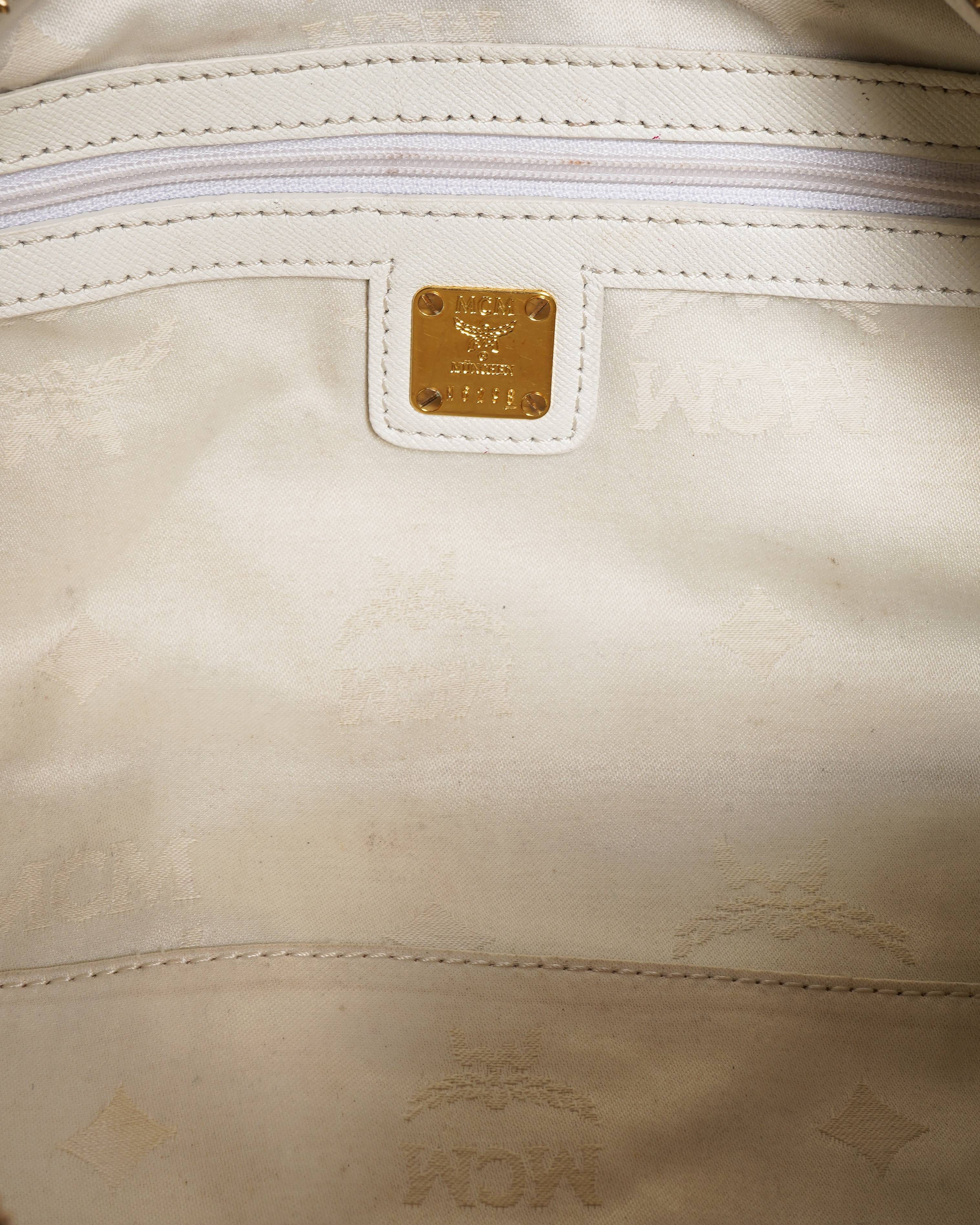 MCM white leather handbag
