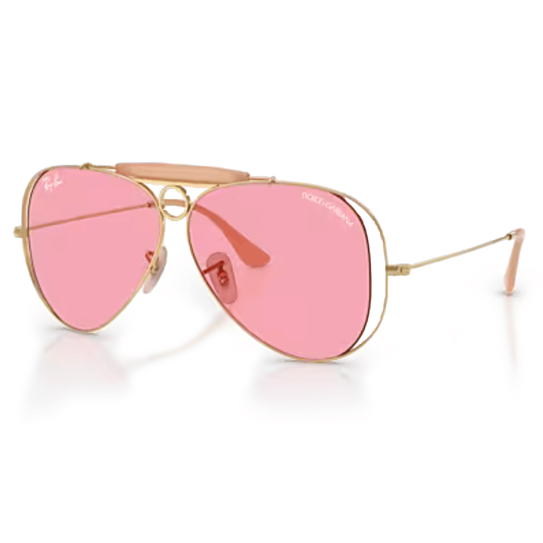 Ray Ban x Dolce & Gabbana The Shooter Polished Arista Gold Frame/Pink Lenses