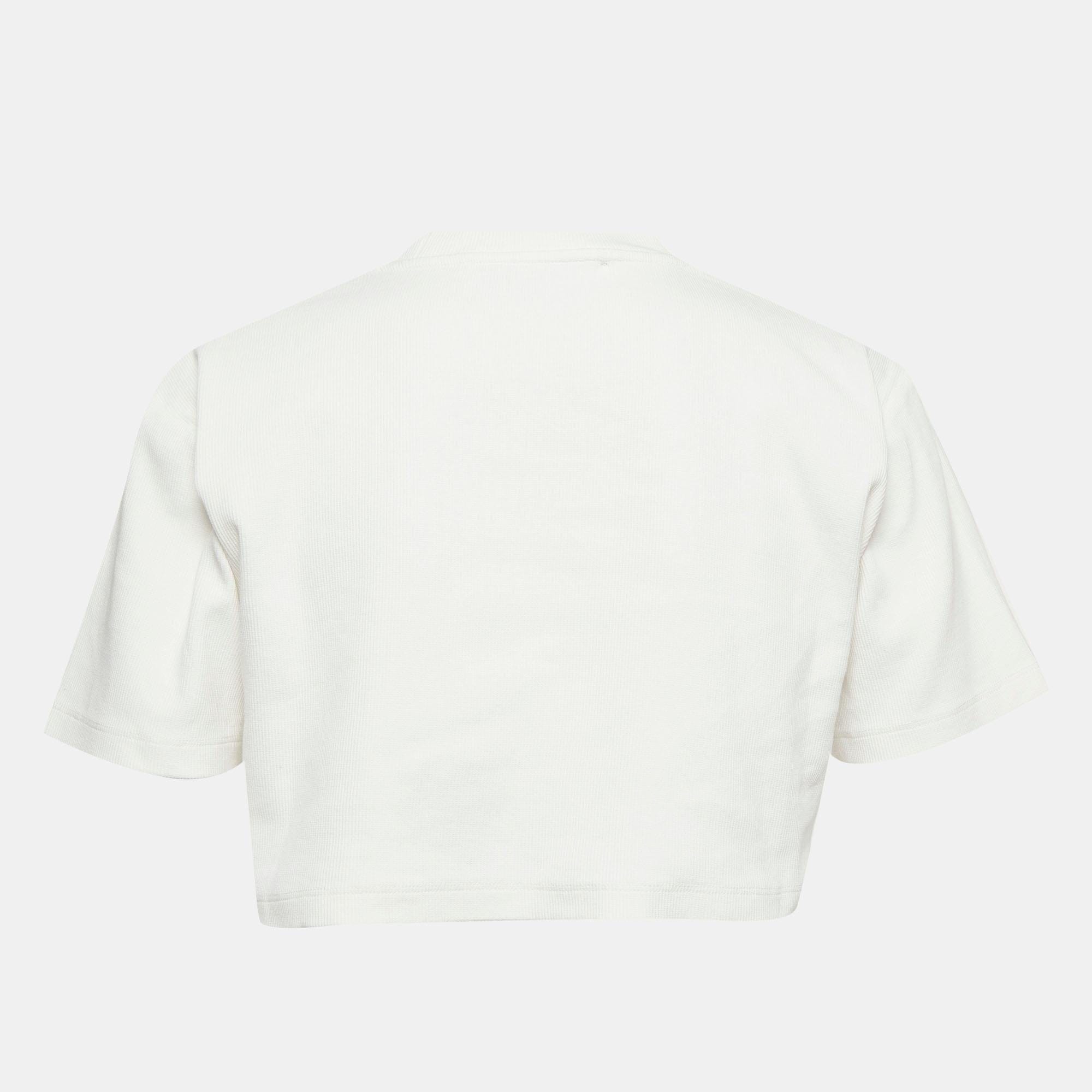 Off - White White Logo Rib Knit Crop Top