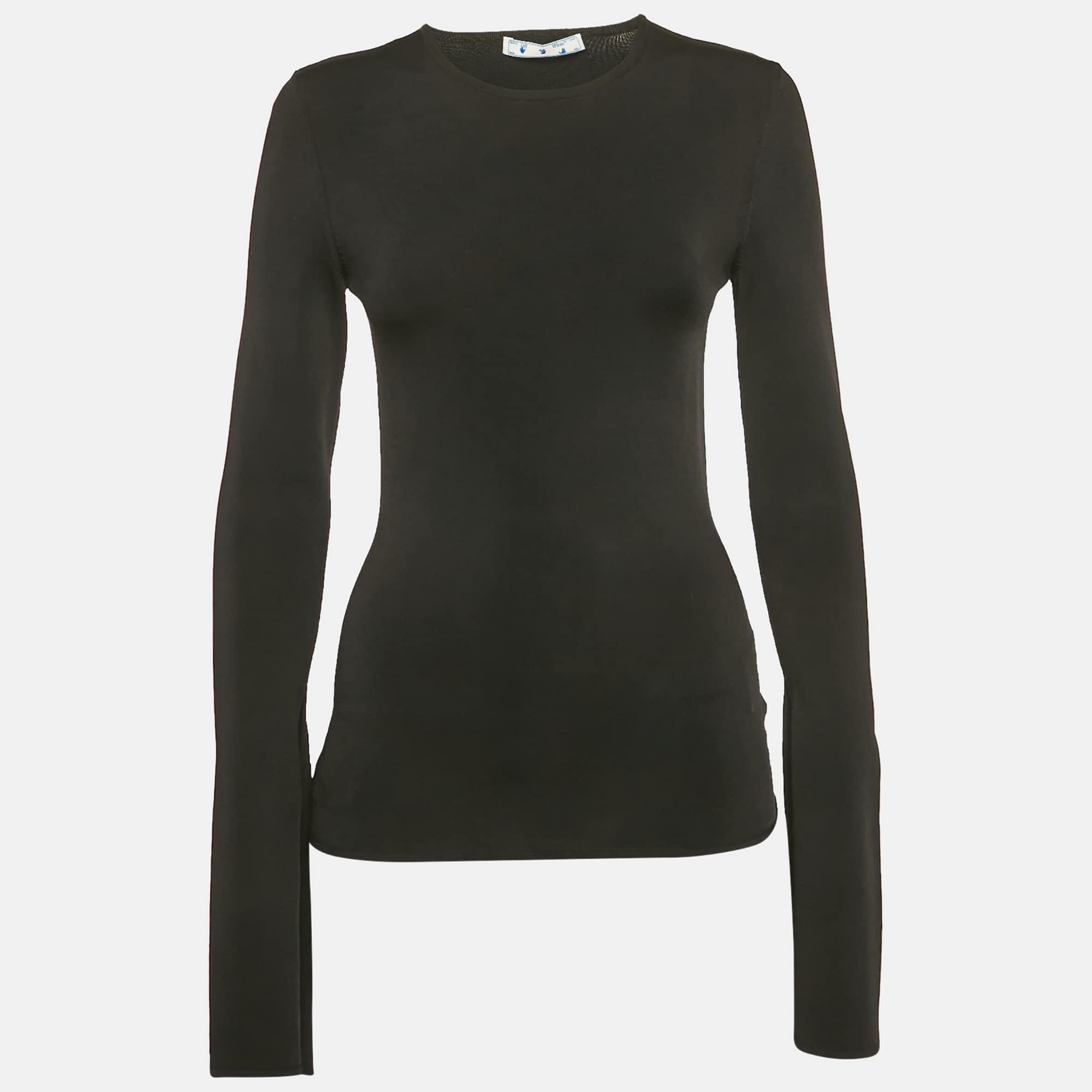 Off - White Black Rib Knit Back Open Fitted Top