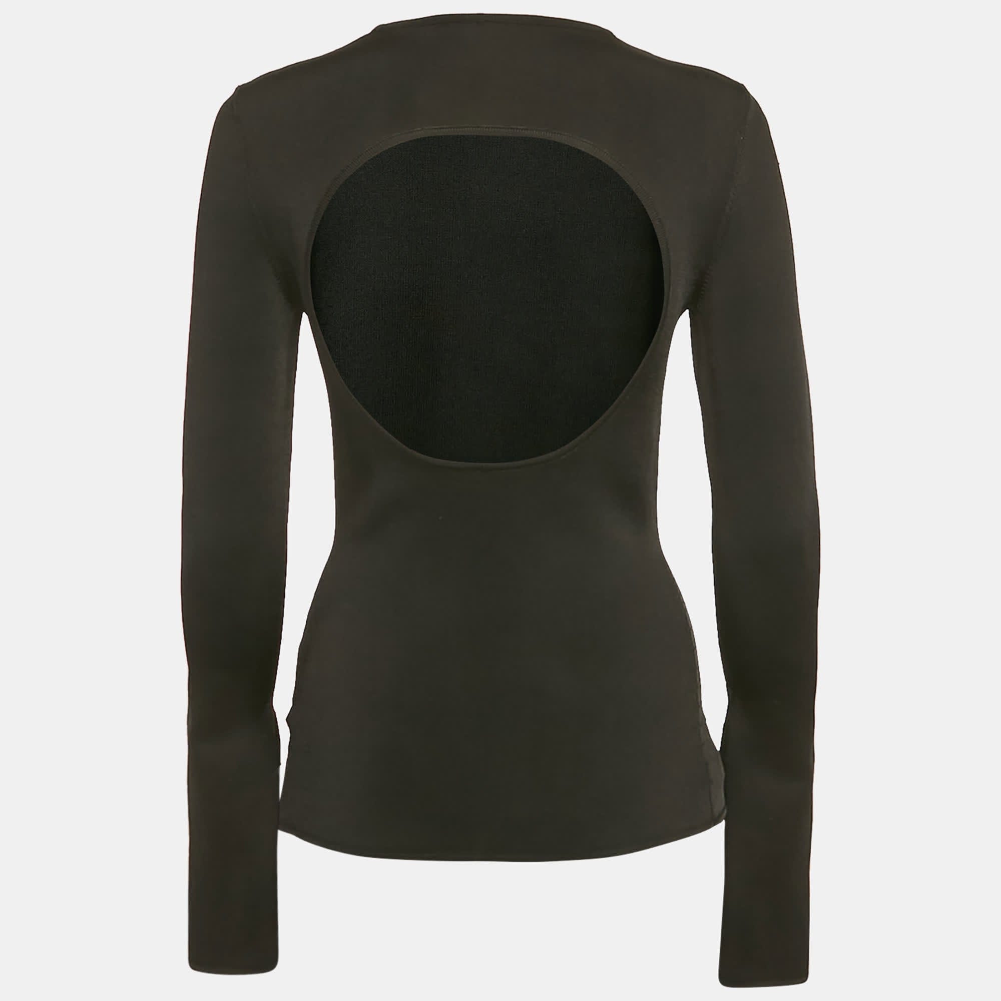 Off - White Black Rib Knit Back Open Fitted Top