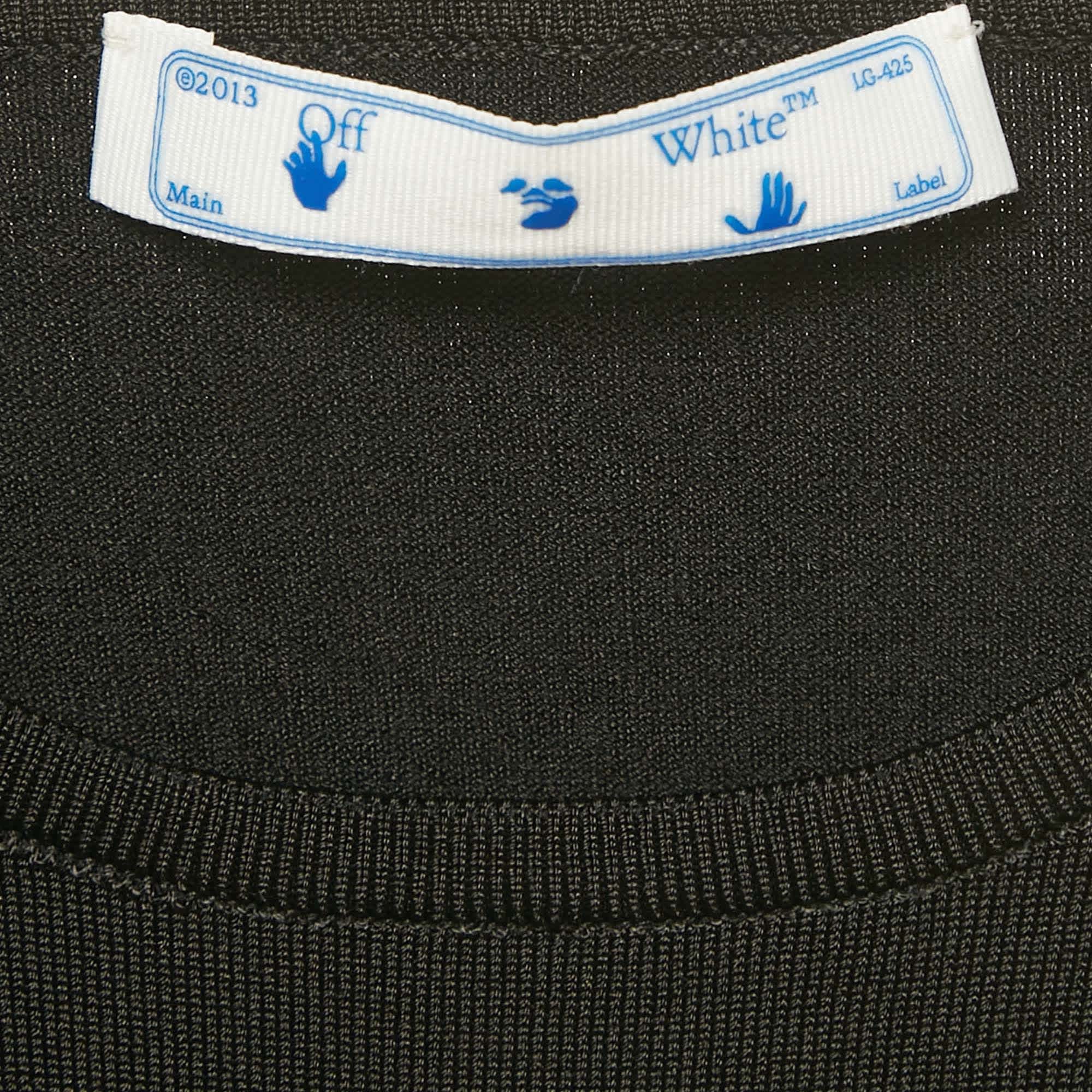 Off - White Black Rib Knit Back Open Fitted Top