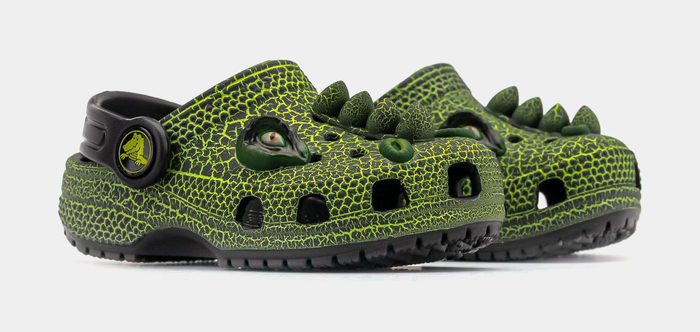 CROCS I Am Scary Dino Classic Clog Infant Toddler Sandals (Green/Black)