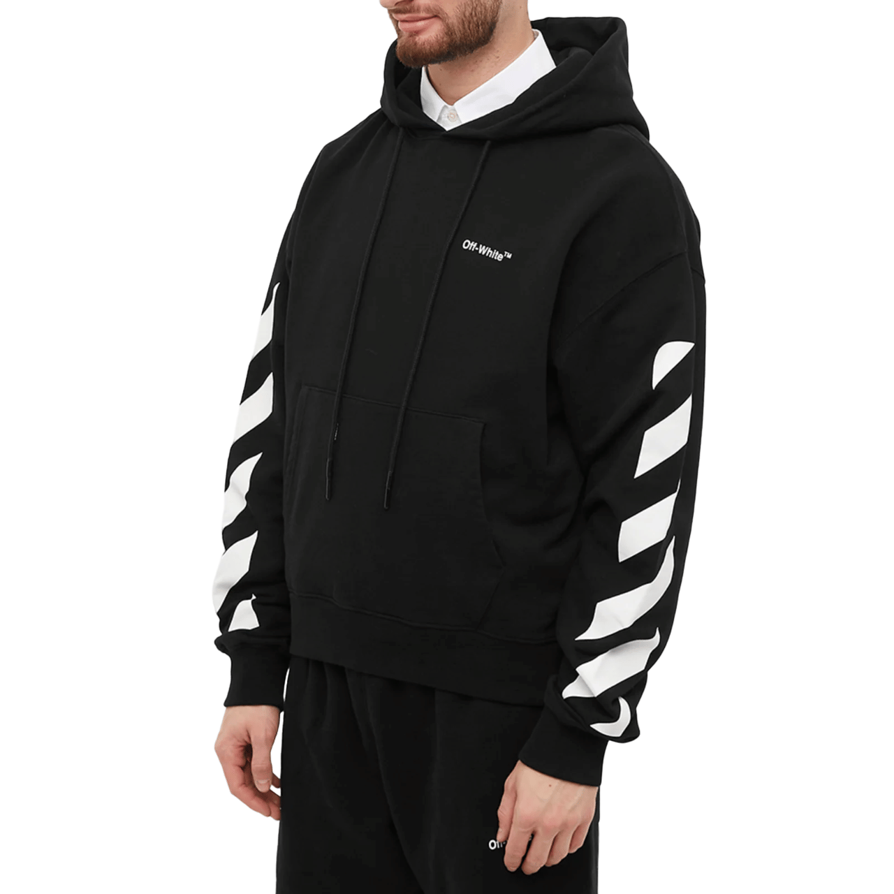 Off - White Diagonal Helvetica Oversized Black Hoodie