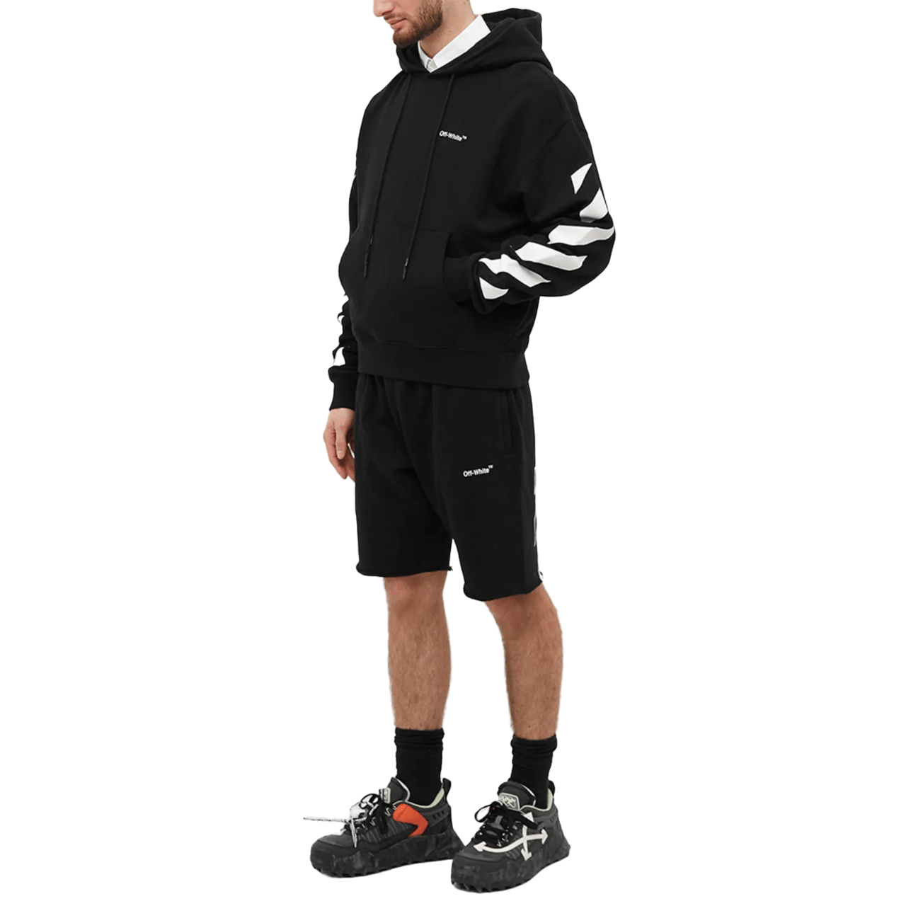 Off - White Diagonal Helvetica Oversized Black Hoodie