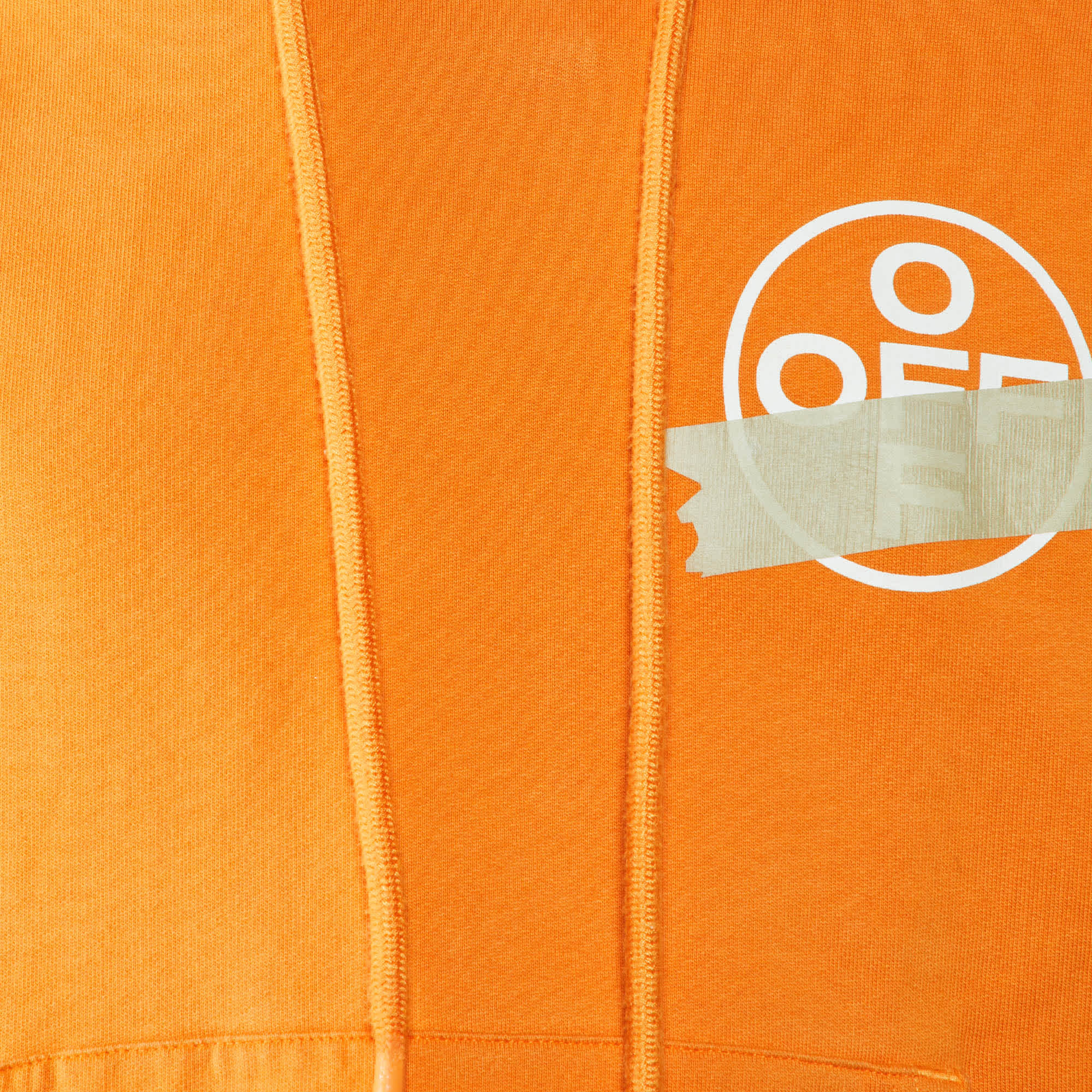 Off - White Orange Tape Arrows Print Cotton Hoodie