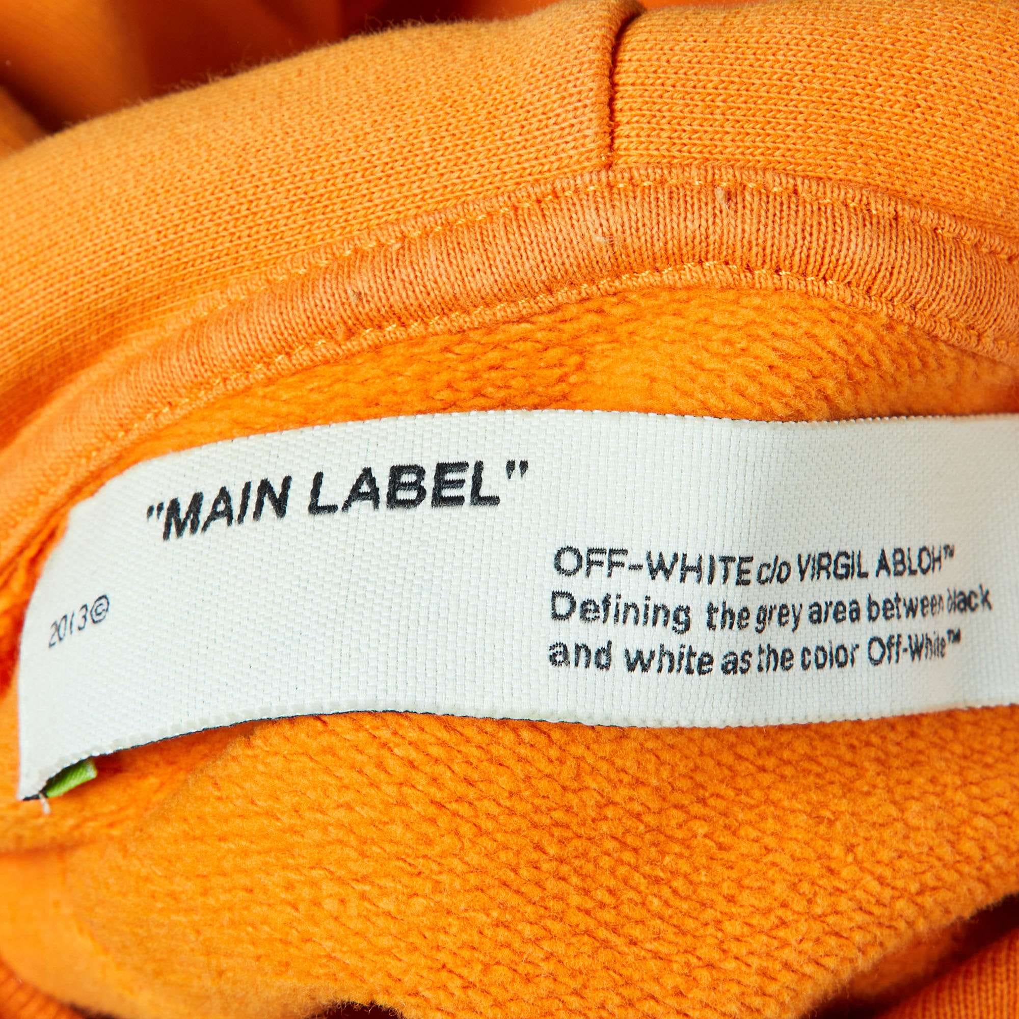 Off - White Orange Tape Arrows Print Cotton Hoodie