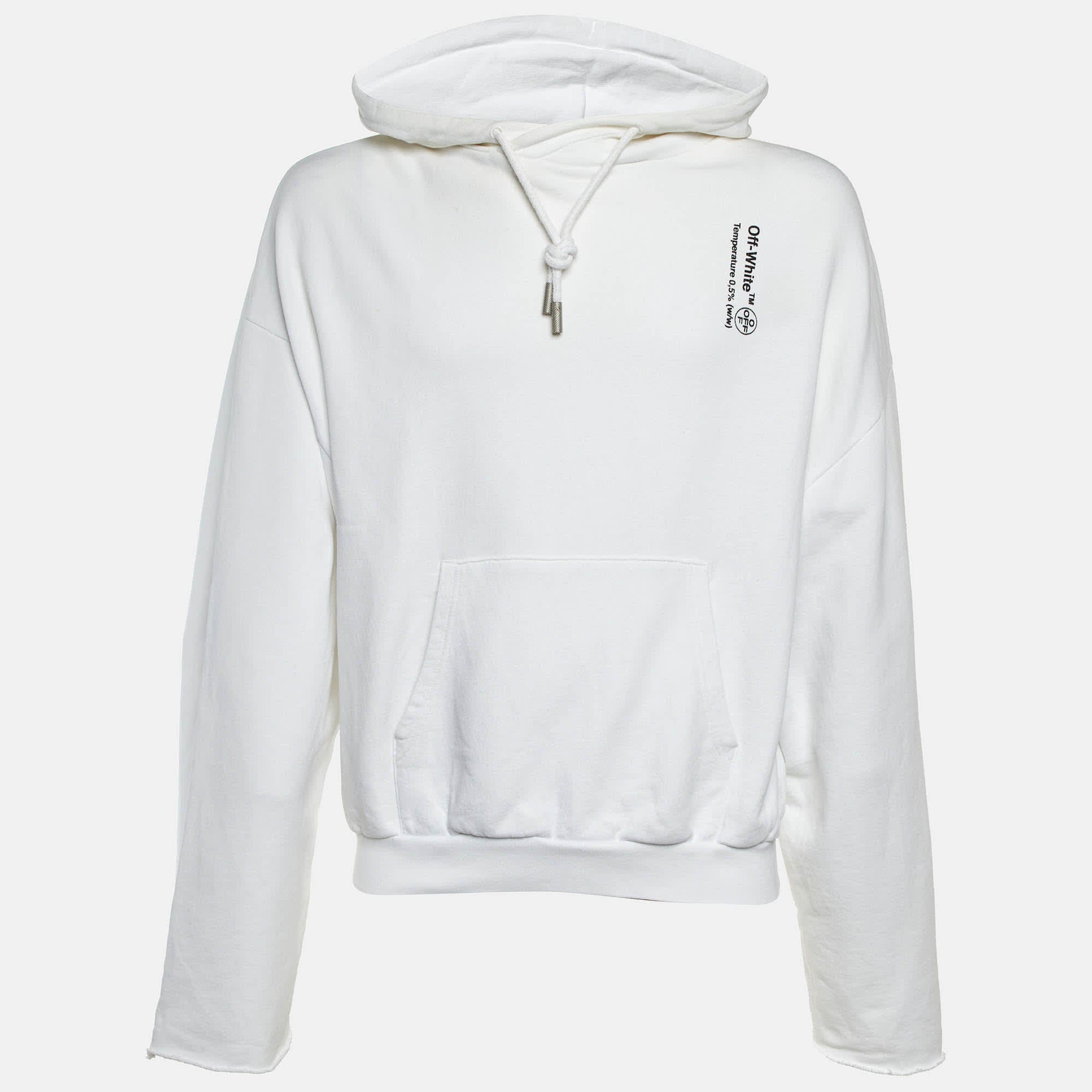Off - White White Syringe Print Cotton Back Zip Detail Hoodie