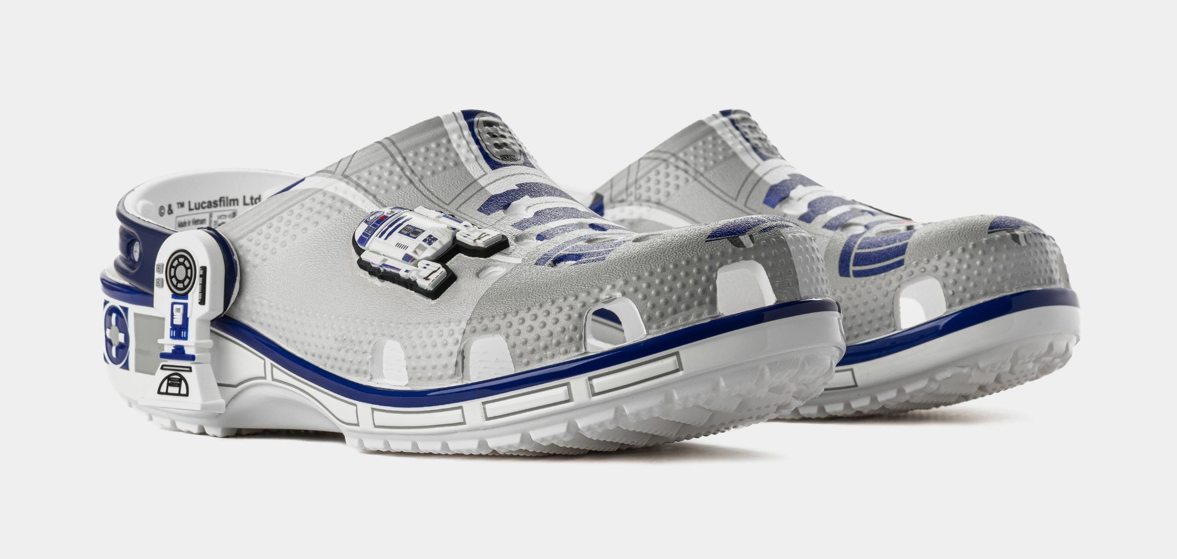 CROCS Star Wars R2 - D2 Classic Clog Preschool/Grade School Sandals (White/Blue/Light Grey)