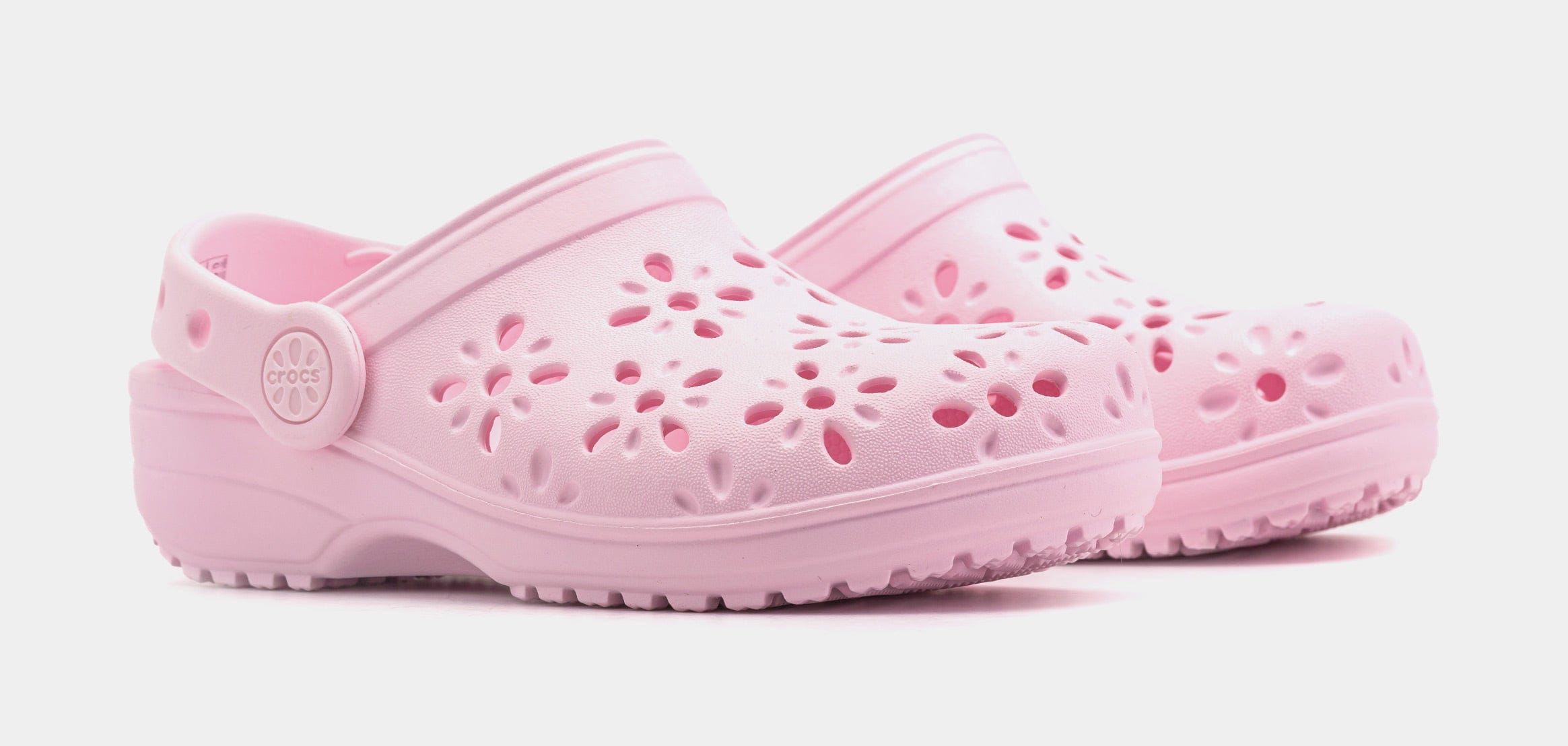 CROCS Classic Floral Cut Out Preschool/Grade School Sandals (Pink/Pink)