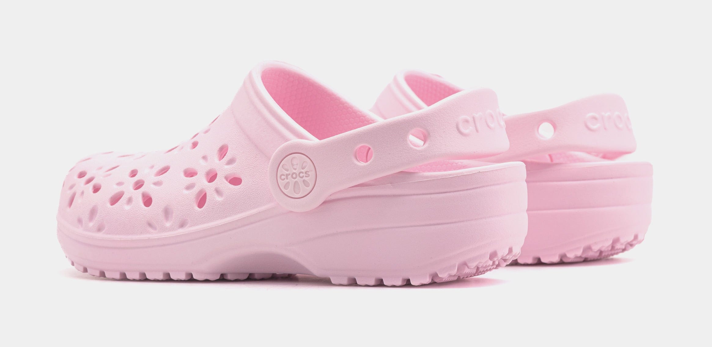 CROCS Classic Floral Cut Out Preschool/Grade School Sandals (Pink/Pink)