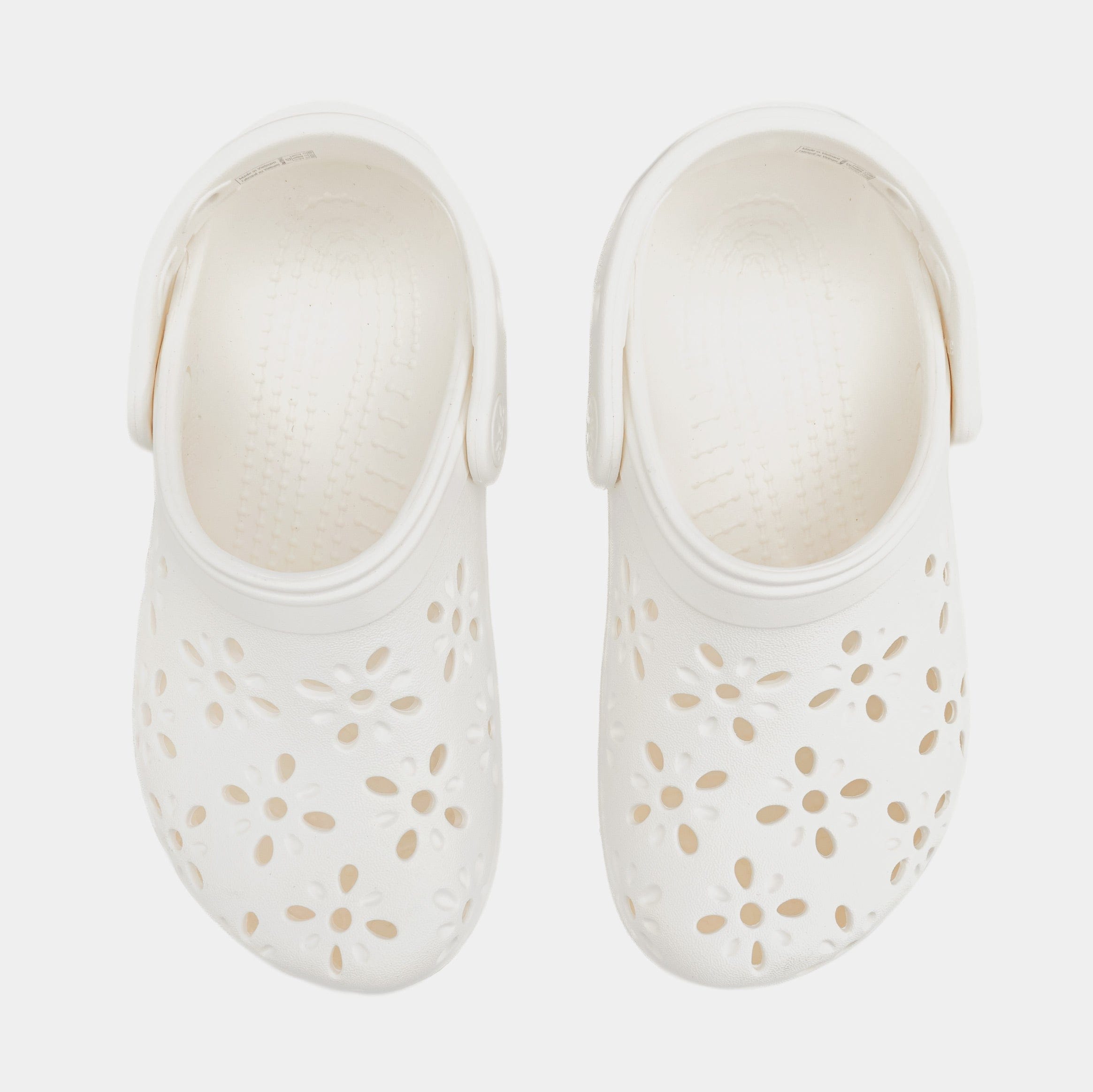 CROCS Classic Clog Floral Cut Out Preschool/Grade School Sandals (White)