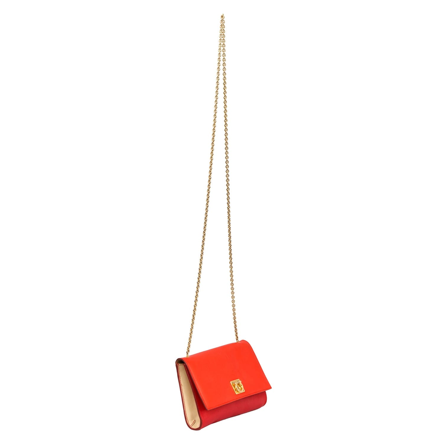 SALVATORE FERRAGAMO RED AND ORANGE LEATHER CROSSBODY BAG