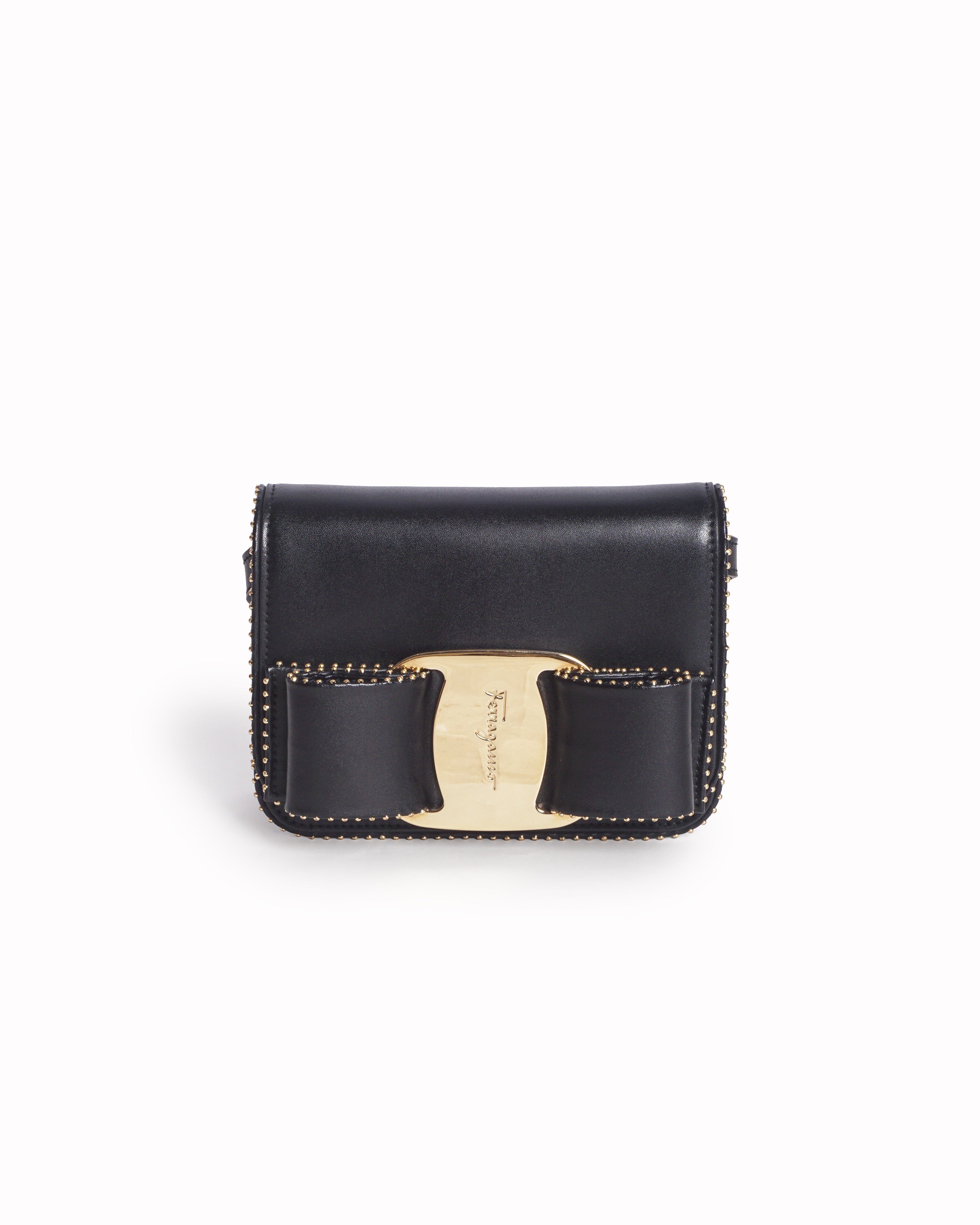 Salvatore Ferragamo Studded Mini Vara Bow Crossbody Bag