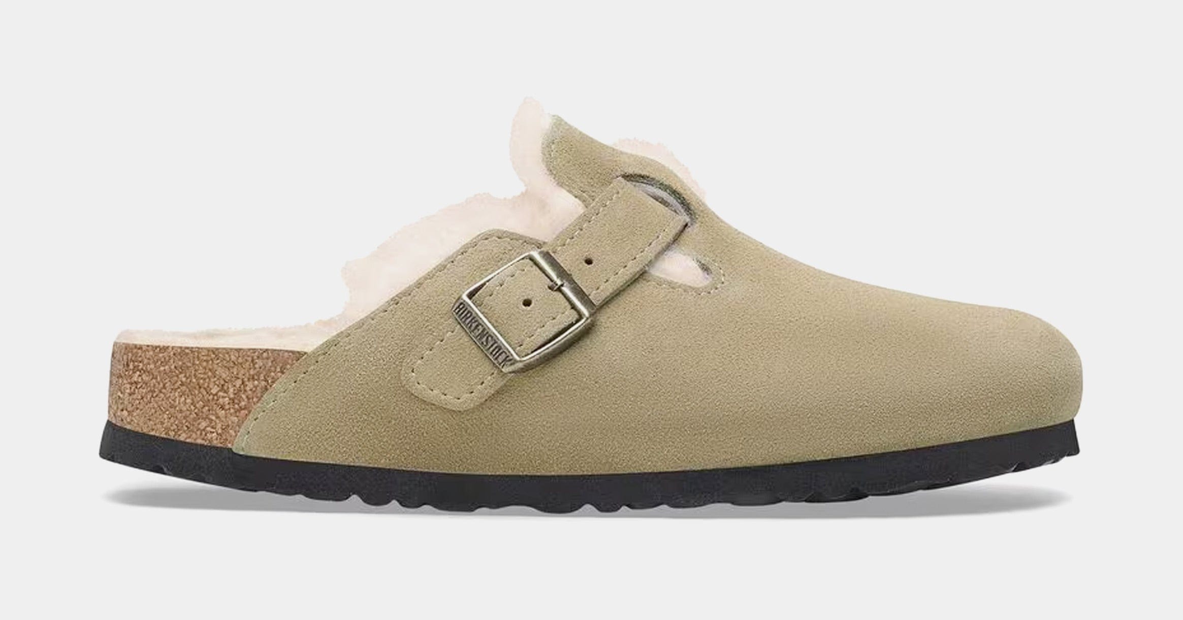 Birkenstock Boston Shearling Clog Womens Sandals (Taupe)