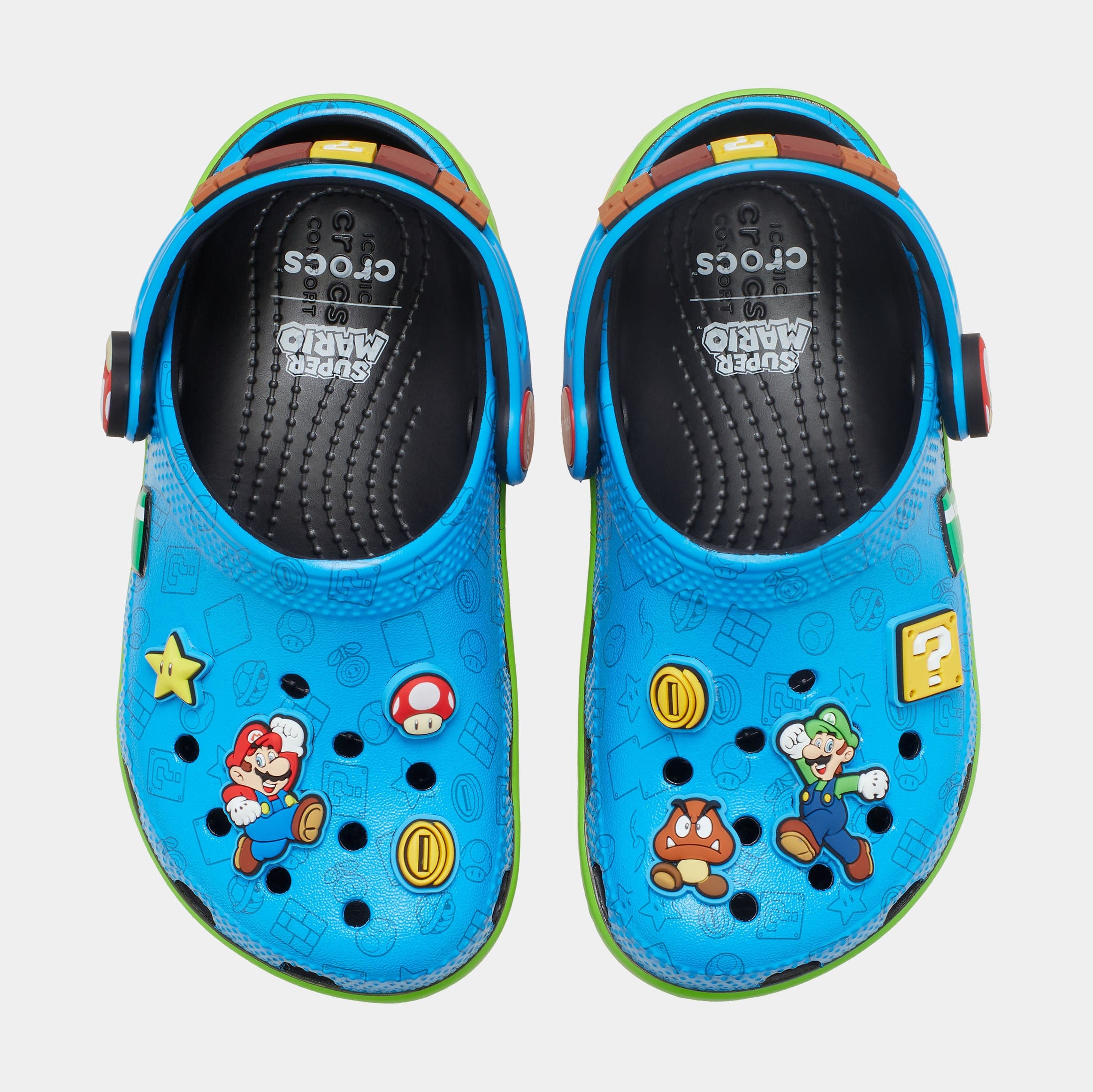 CROCS Super Mario Classic Clog Infant Toddler Sandals (Blue/Green) Free Shipping