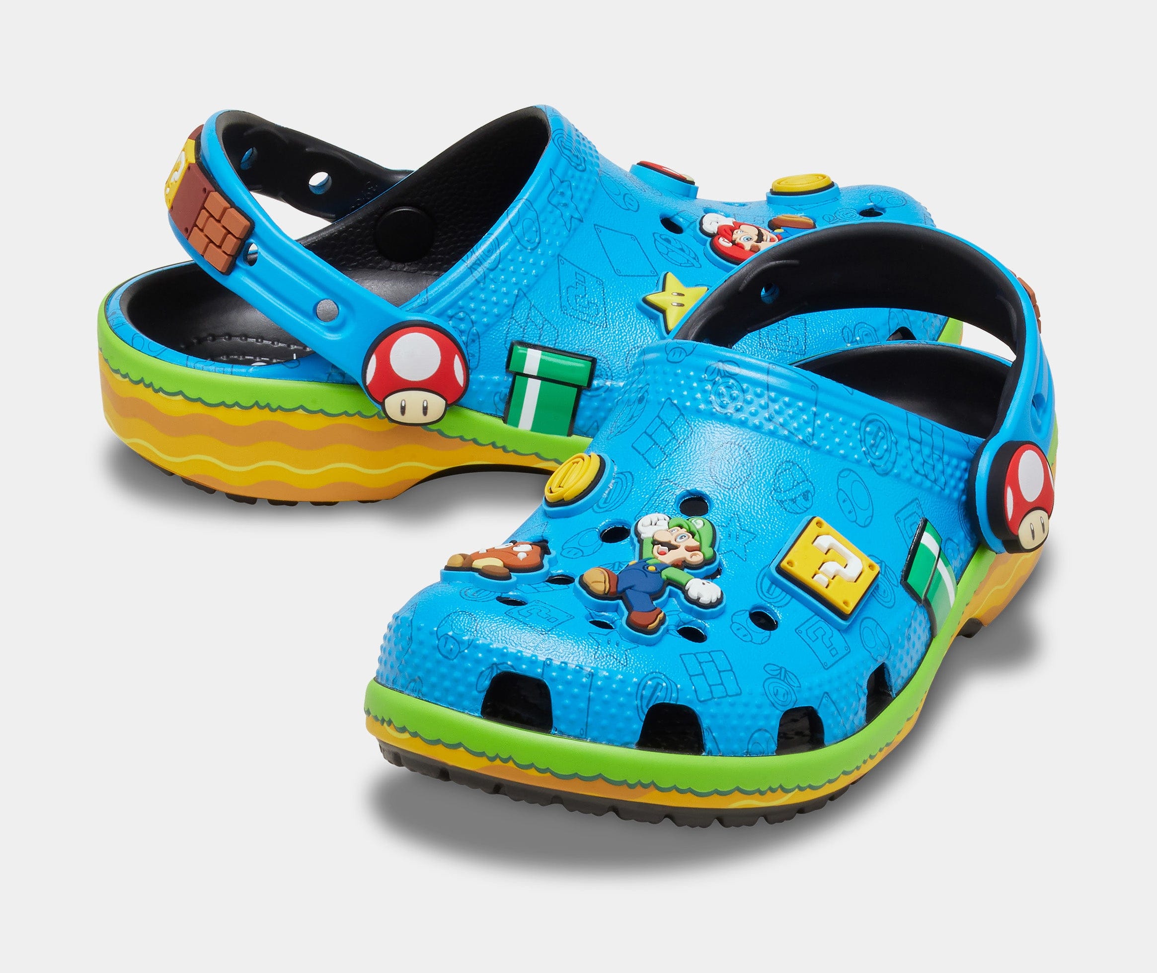 CROCS Super Mario Classic Clog Infant Toddler Sandals (Blue/Green) Free Shipping