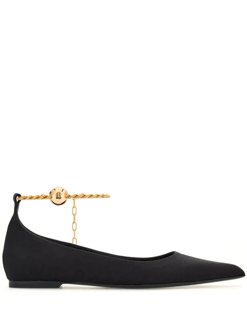 Ferragamo Cable - Link Chain Leather Ballerina Shoes