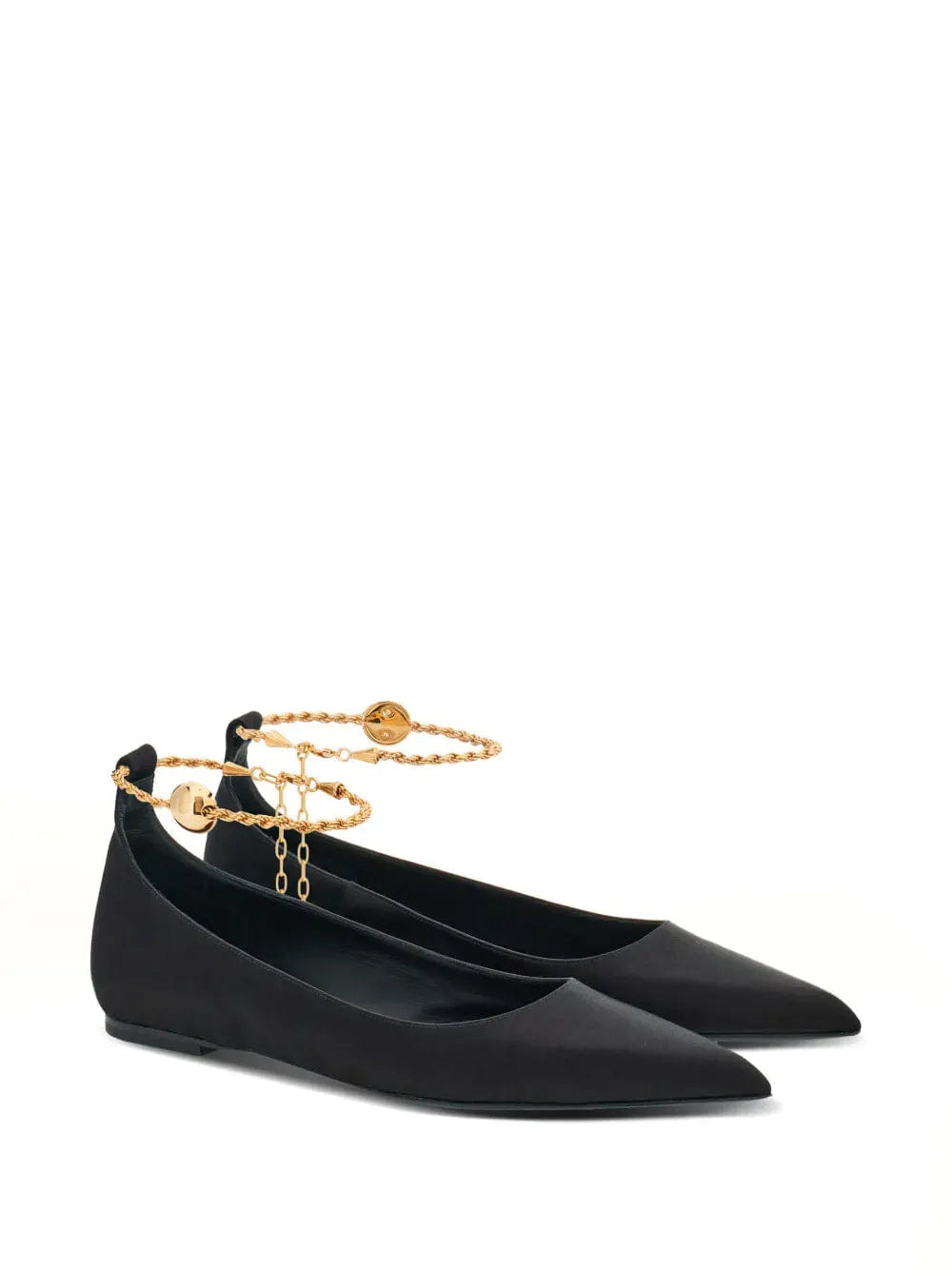 Ferragamo Cable - Link Chain Leather Ballerina Shoes