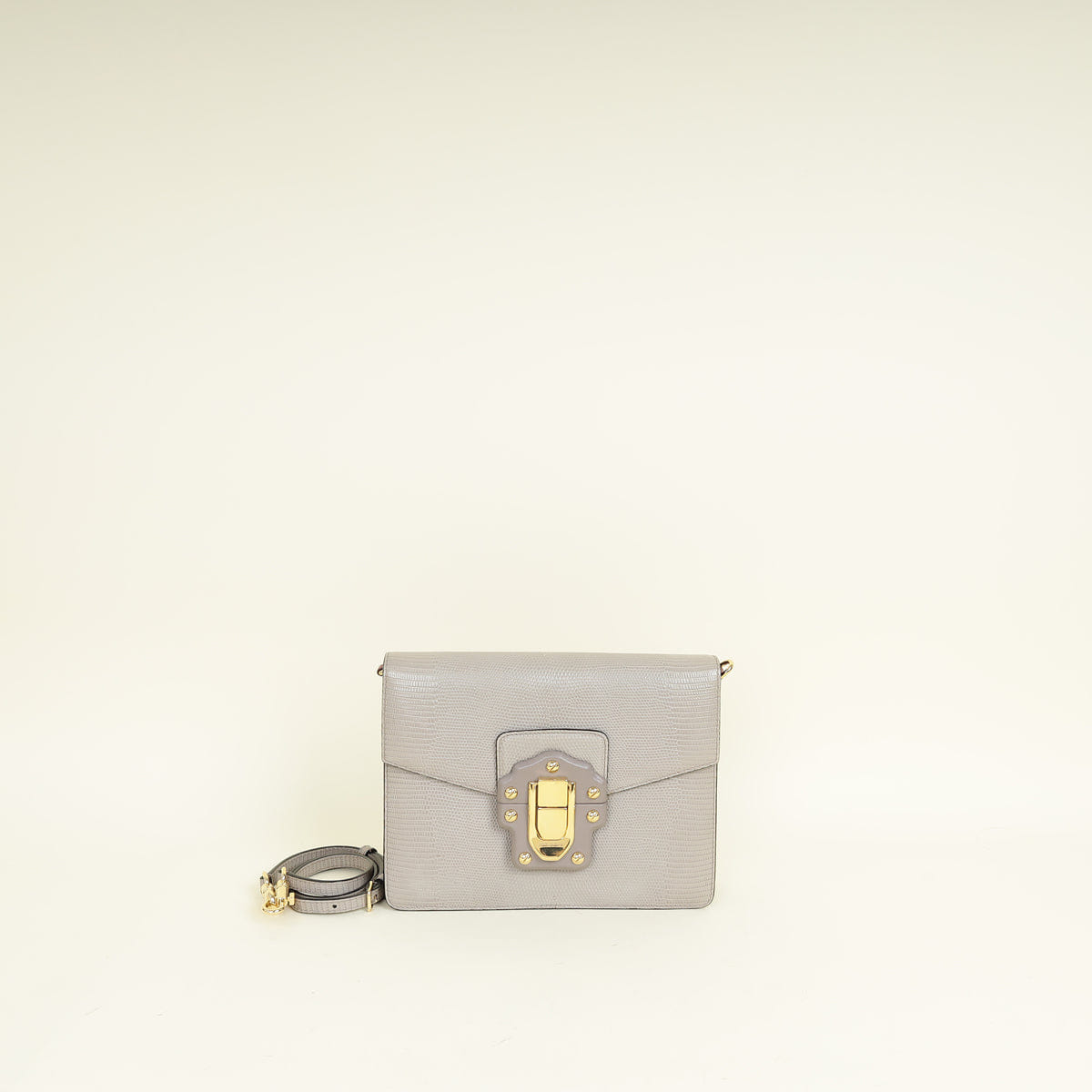 Dolce & Gabbana Grey Iguana Print Lucia Flap Shoulder Bag