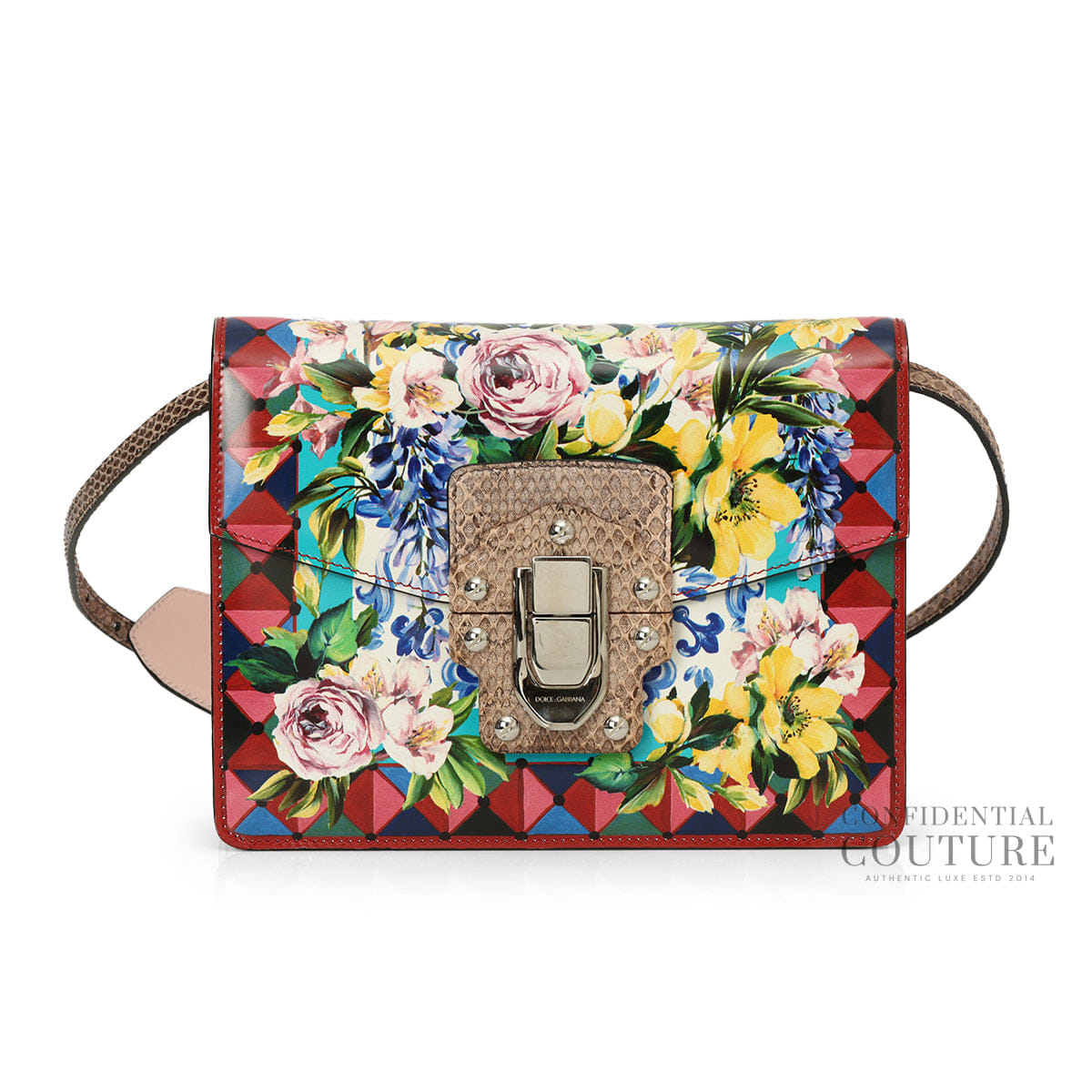 Dolce & Gabbana Floral Printed Leather & Ayers Lucia Shoulder Bag