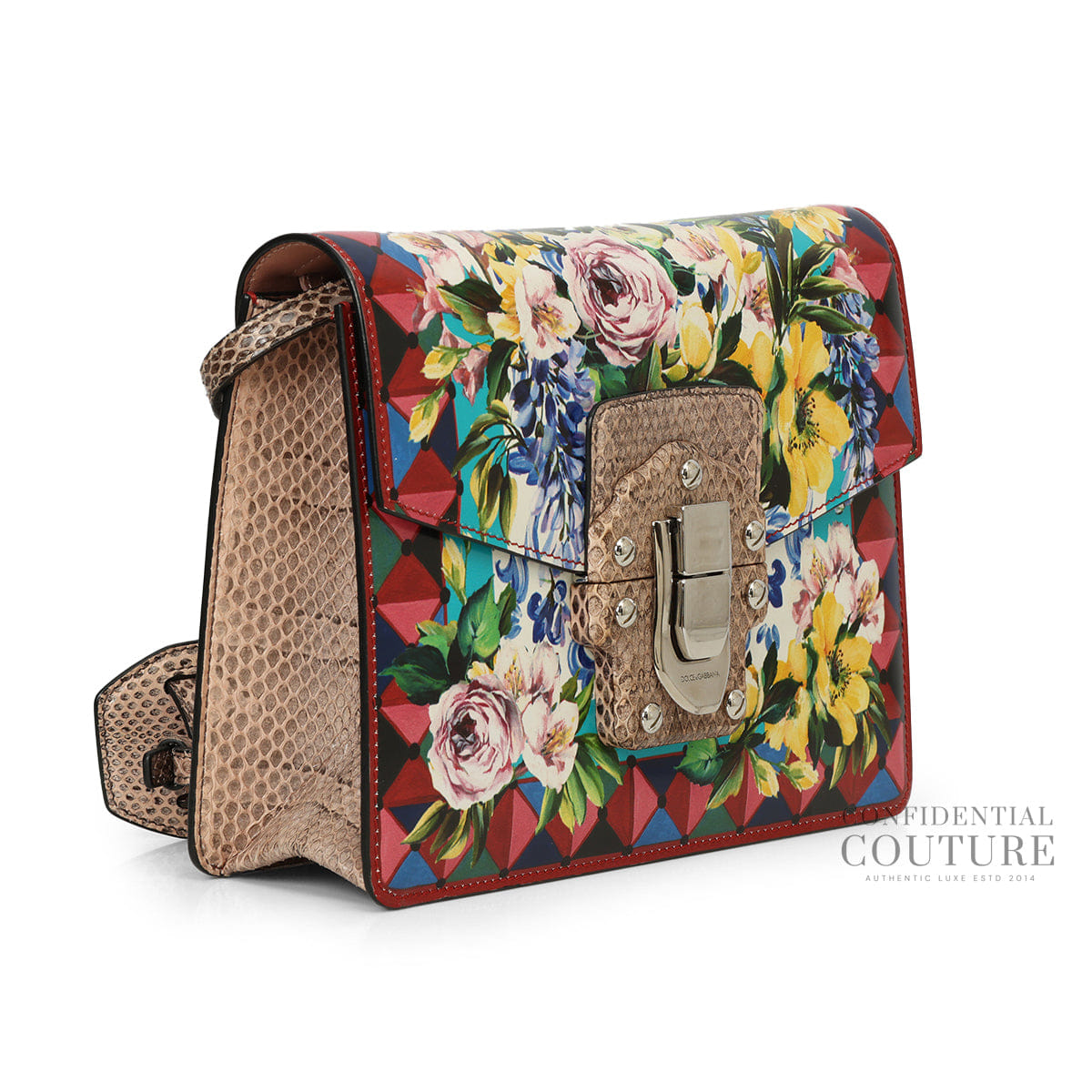 Dolce & Gabbana Floral Printed Leather & Ayers Lucia Shoulder Bag