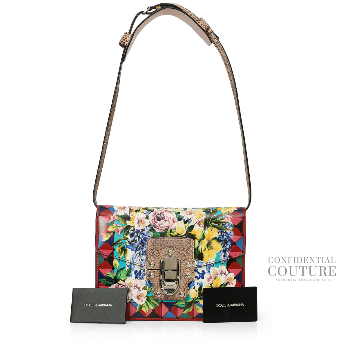 Dolce & Gabbana Floral Printed Leather & Ayers Lucia Shoulder Bag