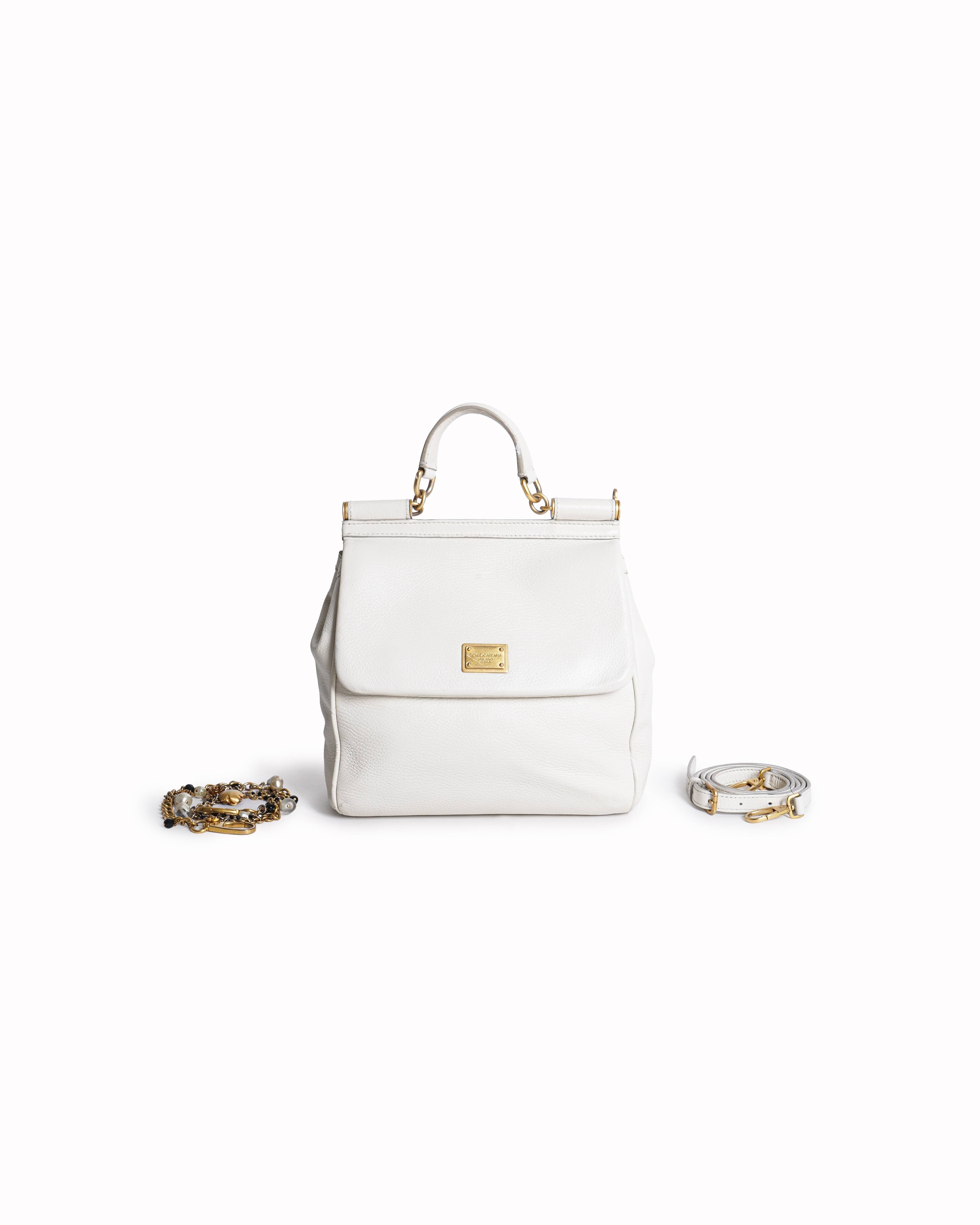 Dolce & Gabbana Limted Editiion My Sicily plongé calfskin shoulder bag in white