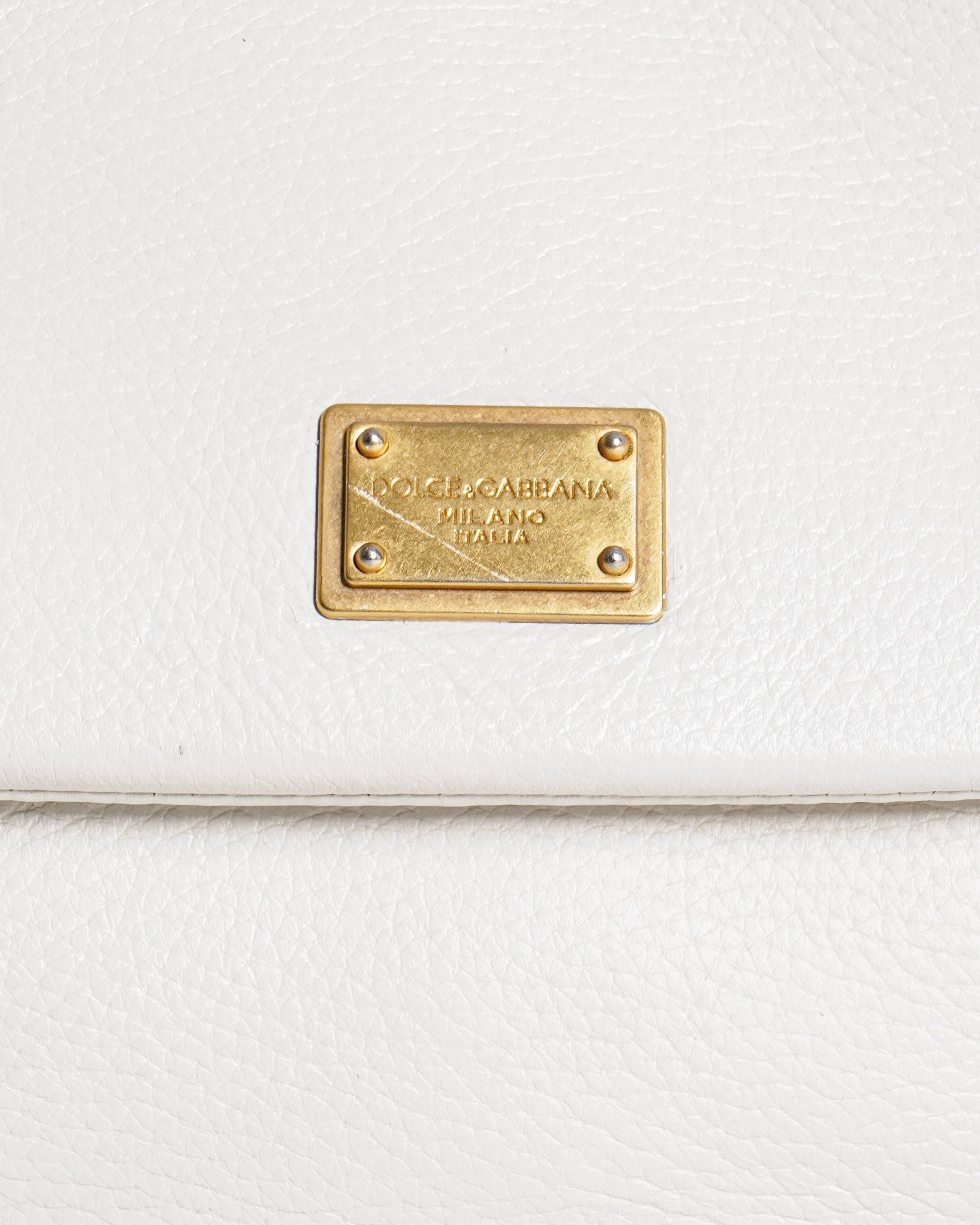 Dolce & Gabbana Limted Editiion My Sicily plongé calfskin shoulder bag in white